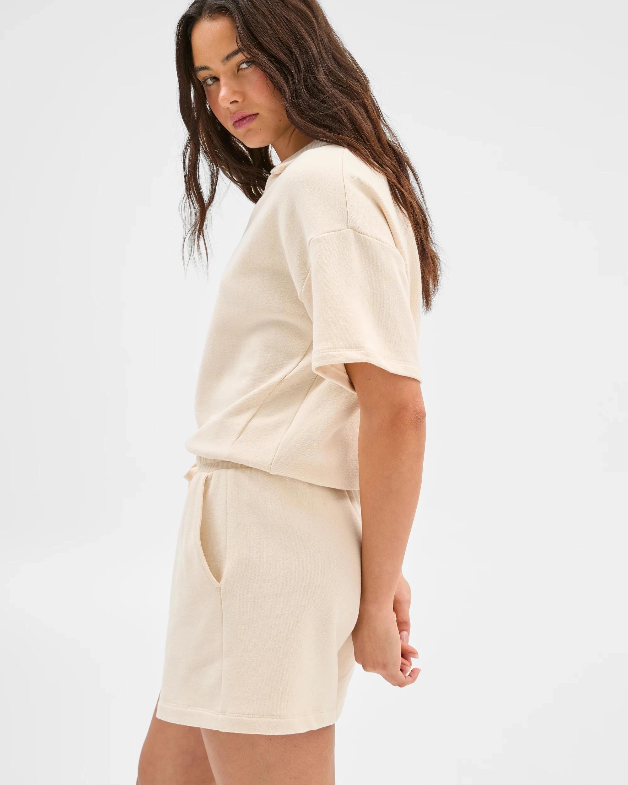 6 Australian Cotton Mid Rise Fleece Shorts - Lily Loves BIRCH, 6 of 7