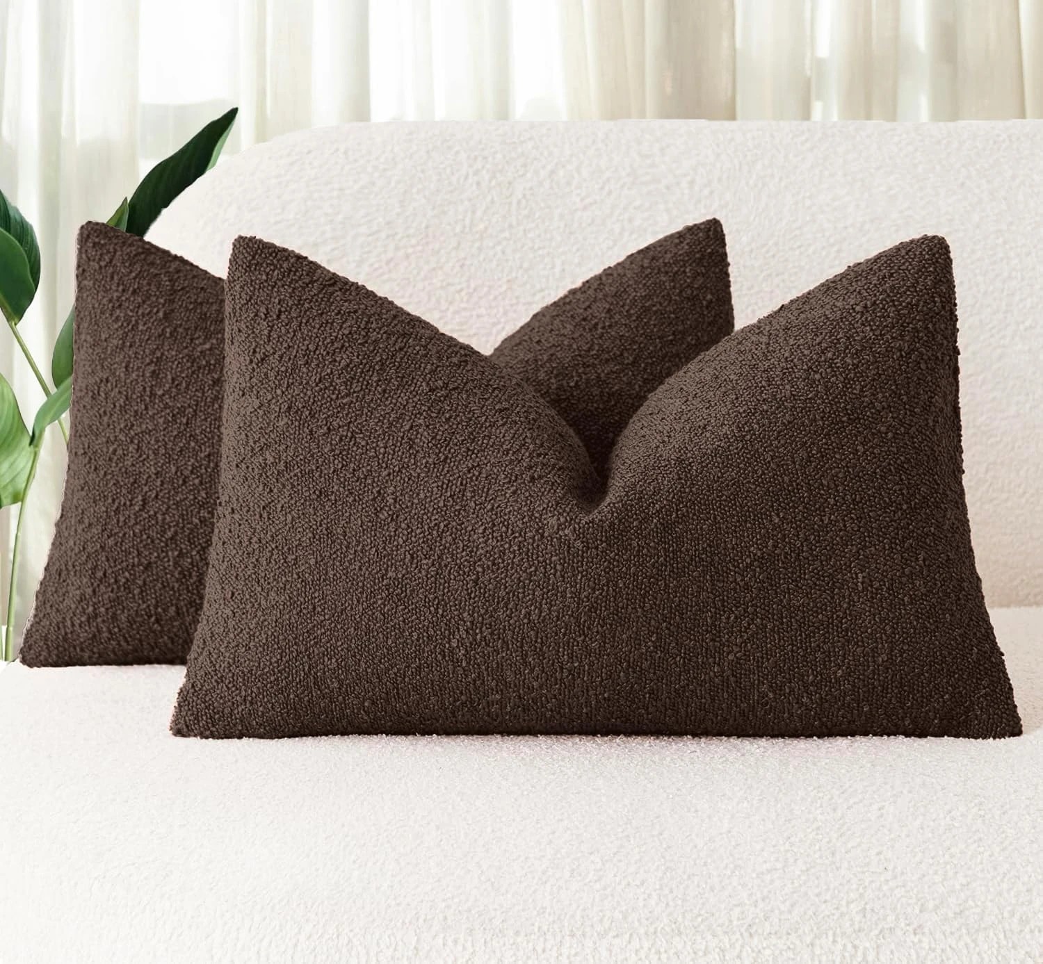 1 Gioia Casa 2-Pack Bouclé Cushion Covers 30x50cm - Brown, 1 of 4