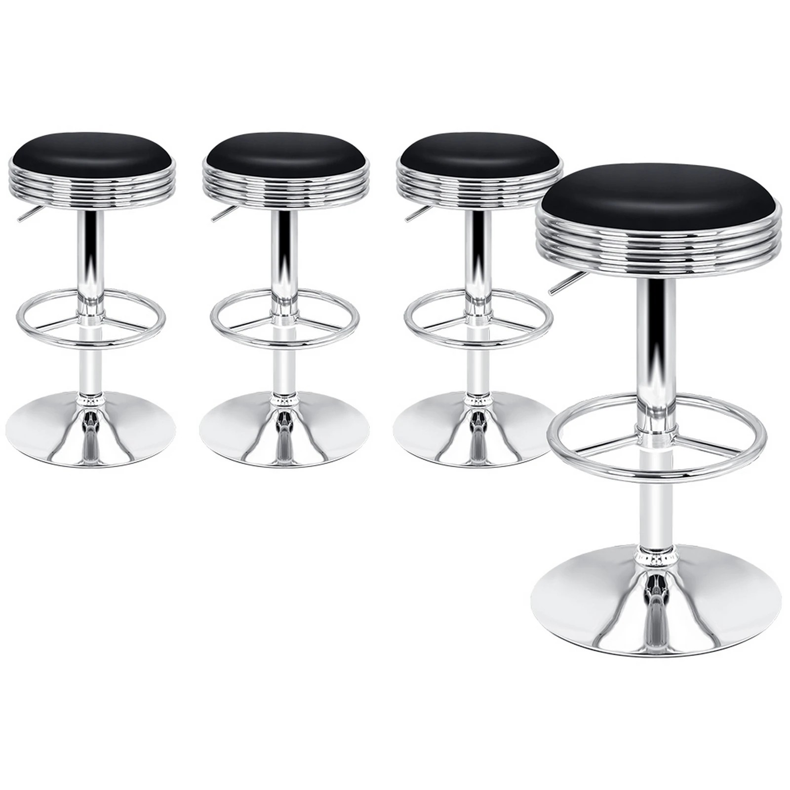 1 Alfordson 4x Bar Stools Sade Kitchen Swivel Chair Leather Gas Lift - Black, 1 of 9