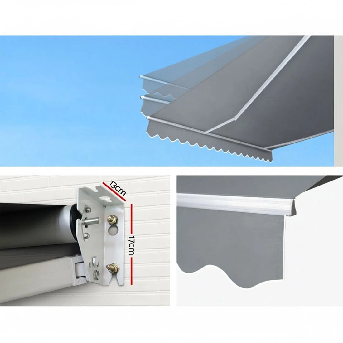 5 Instahut Retractable Folding Arm Awning Manual Sunshade 3Mx2.5M Pearl - Grey, 5 of 6