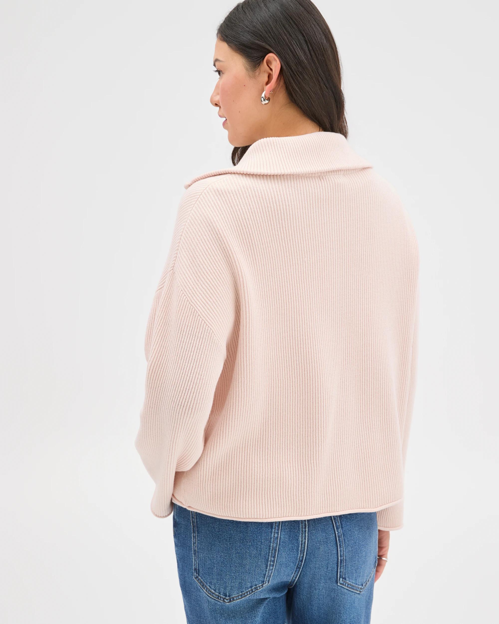 7 Target Woman Australian Cotton Blend Zip Collar Jumper MAUVE PINK, 7 of 7