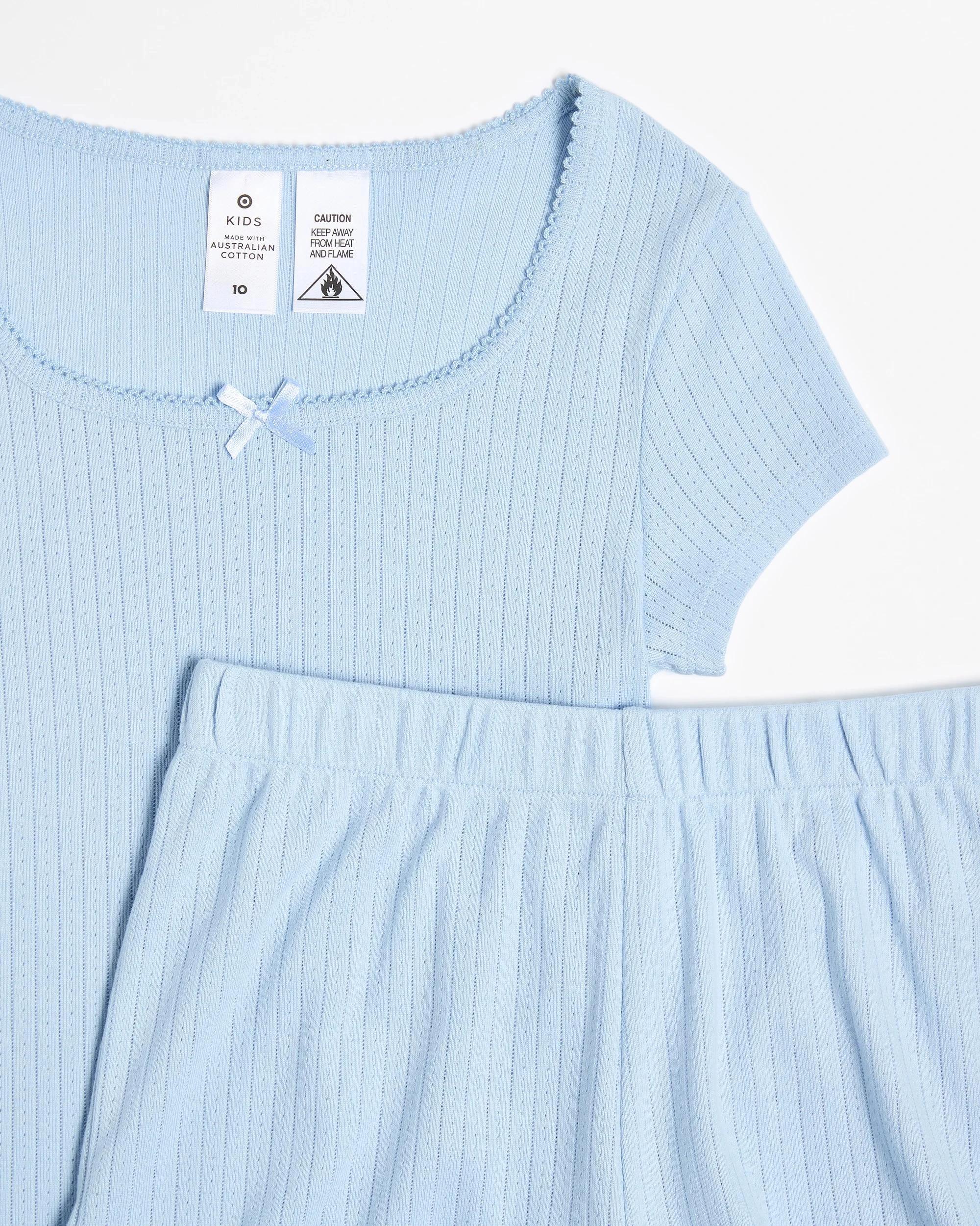 6 Target Australian Cotton Older Girls Pointelle Pyjama Set BLUE, 6 of 7