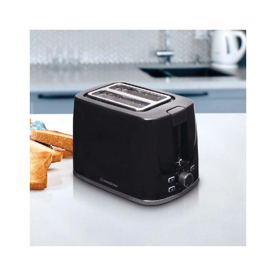 2 Westinghouse Electric Kitchen Benchtop Bread Toaster Extra-wide 2 Slice - Black, 2 of 8