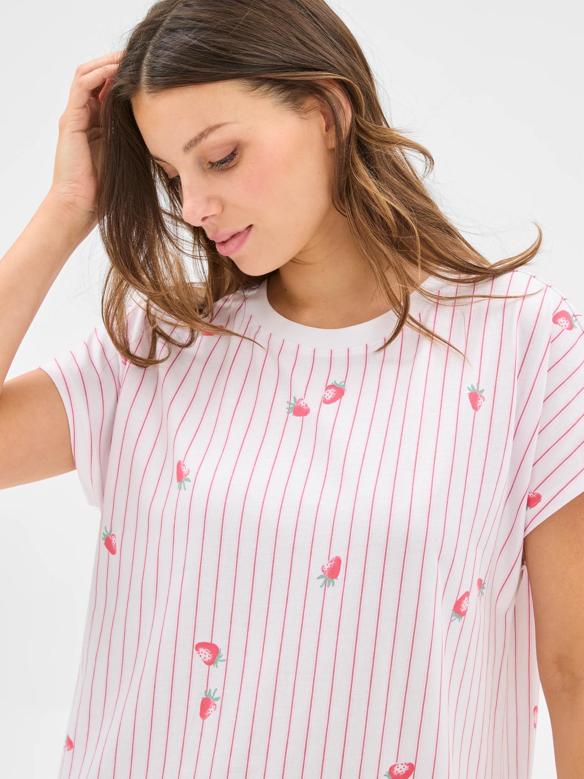 3 Target Australian Cotton T-shirt Nightie STRAWBERRY STRIPE, 3 of 5