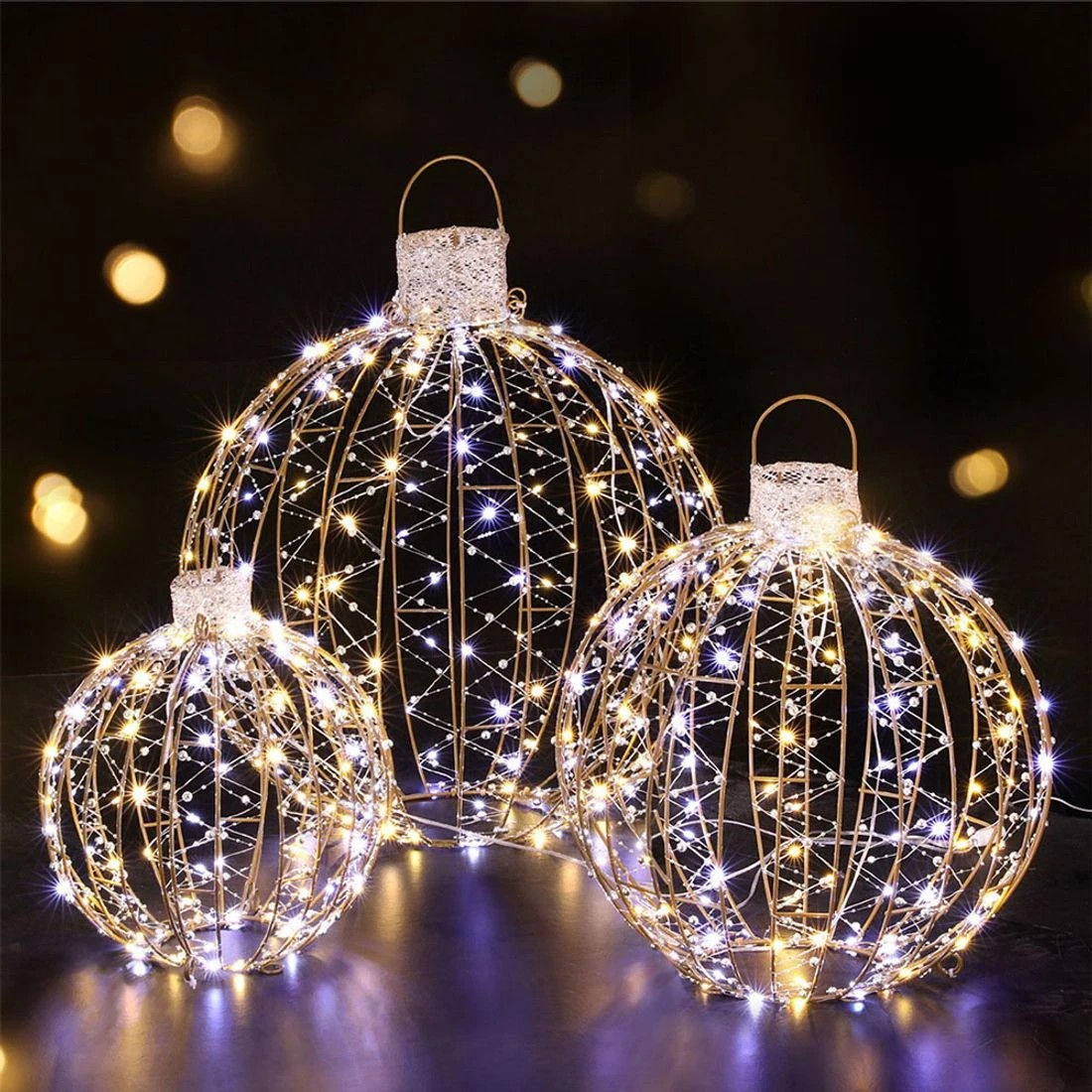3 Jingle Jollys Christmas Lights 360 Led Fairy Light 3pcs Ball Decorations Set Led String Lights Indoor Outdoor - White, 3 of 7