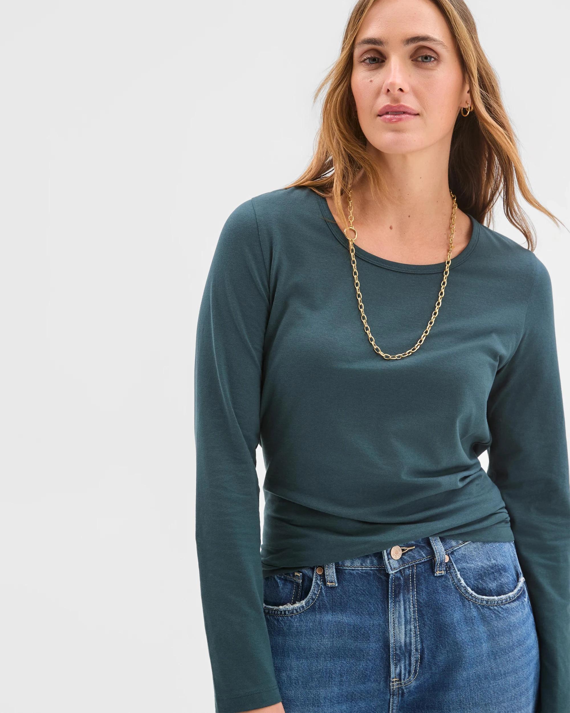 1 Target Woman Australian Cotton Long Sleeve Stretch Crew T-Shirt MAGICAL FOREST, 1 of 5