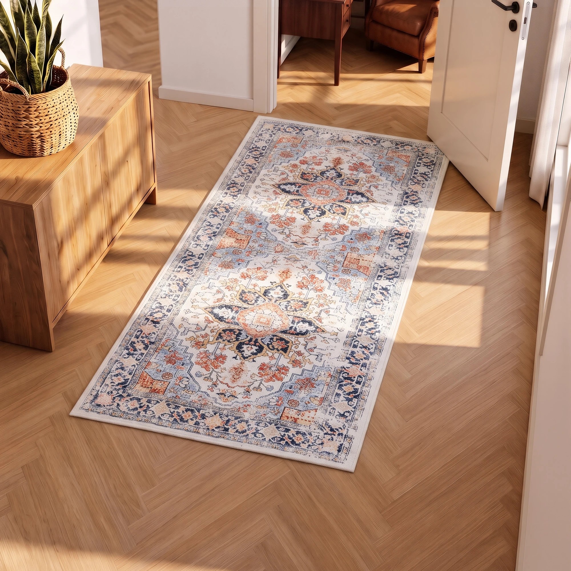 7 Artiss 60 x 120 cm Hallway Runner Rugs for Living Room 0.5cm Washable Non-Slip - Orange, 7 of 10