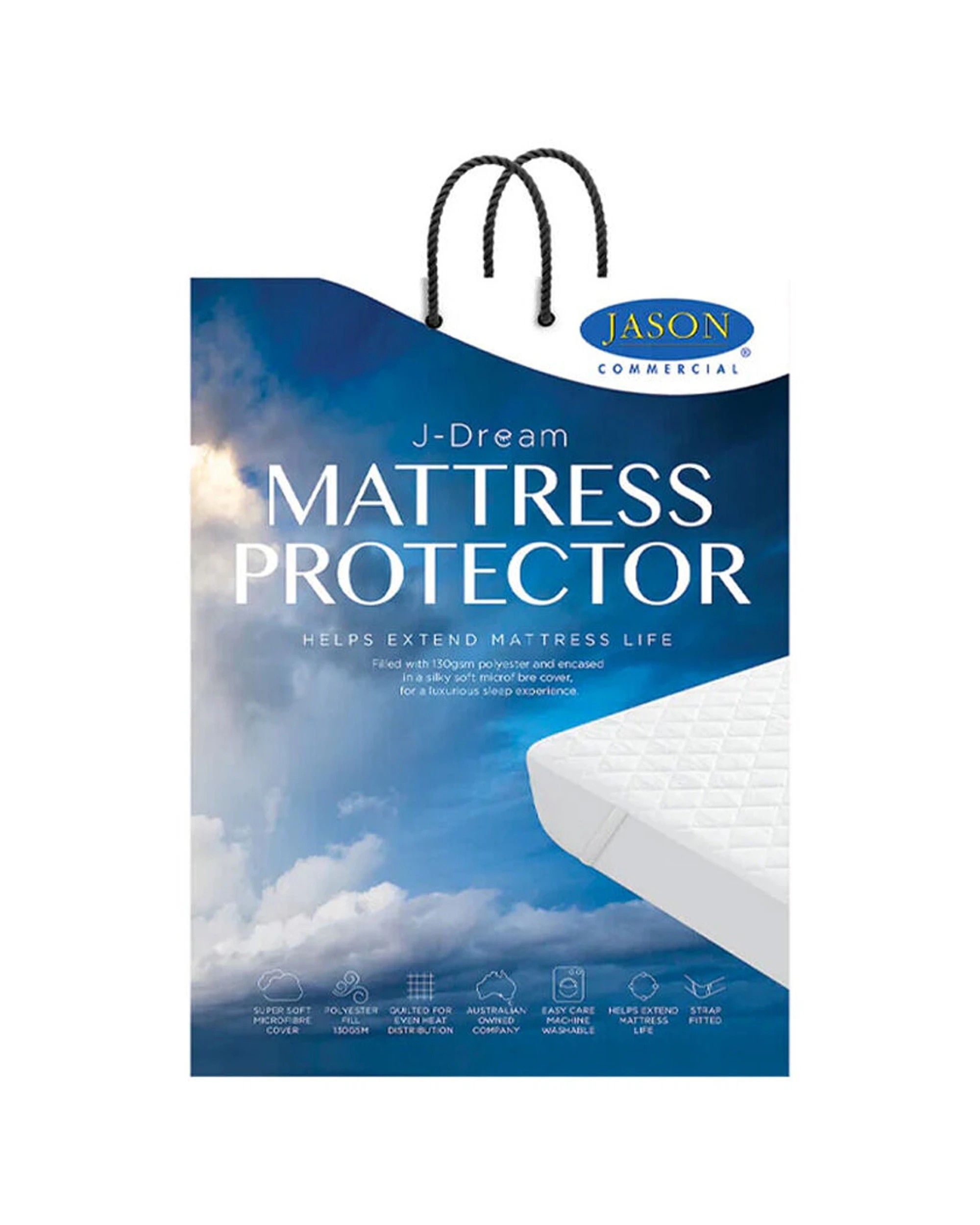 1 Jason Commercial Extra Long J-Dream Mattress Protector 92x203cm - White, 1 of 1