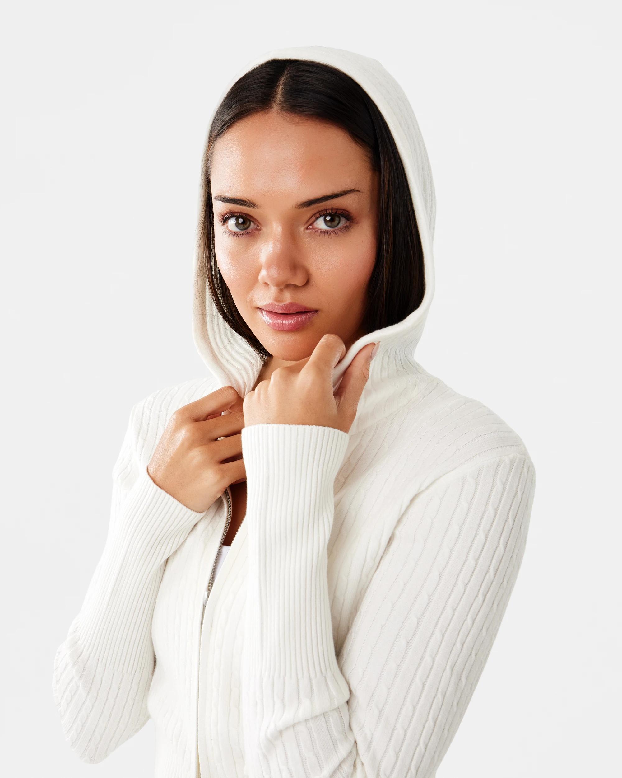 10 True Knit Cable Zip Hoodie Ecru, 10 of 10