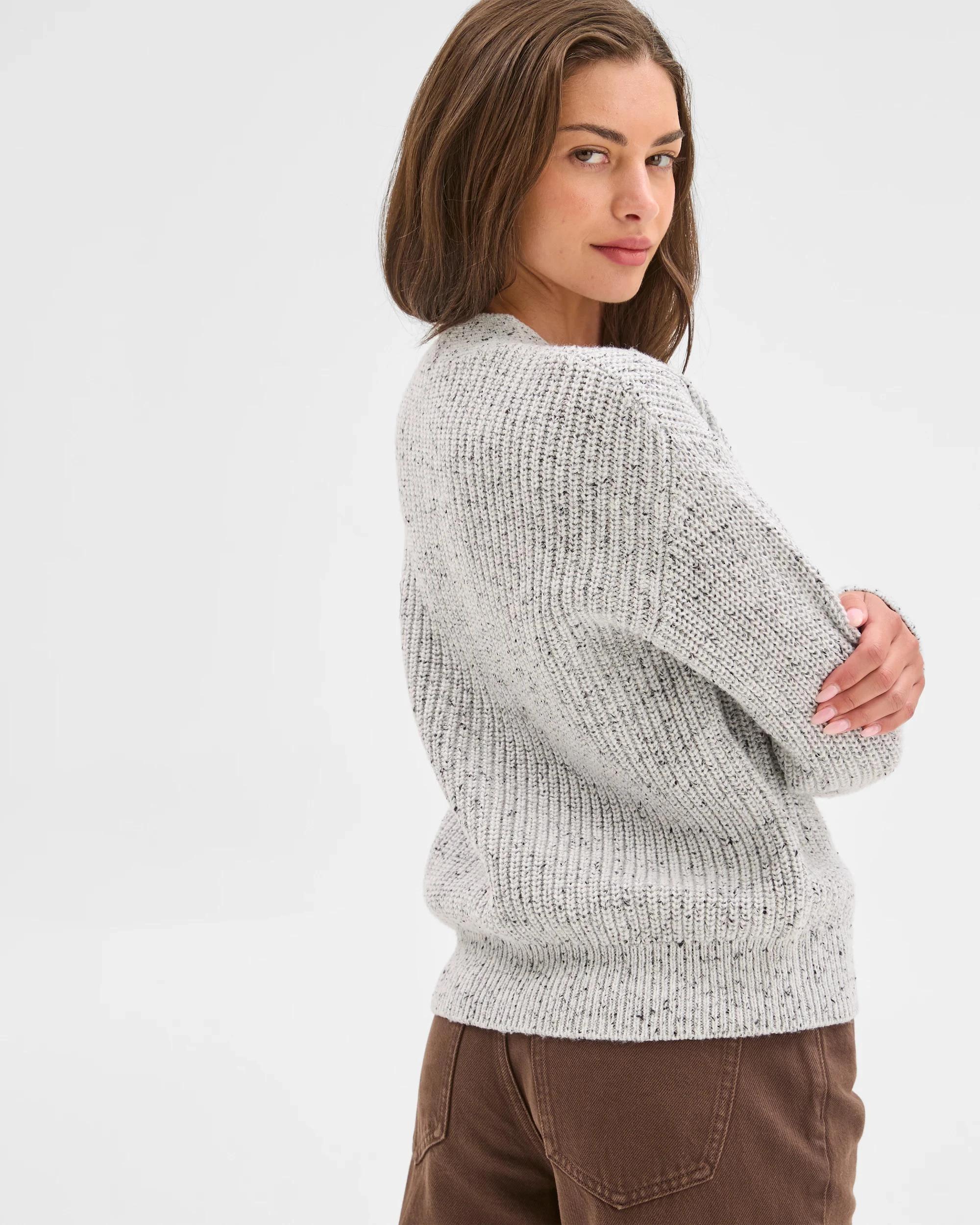 4 Target Petites Petites Australian Cotton Blend Nepped V-Neck Cardigan GREY MARLE, 4 of 6