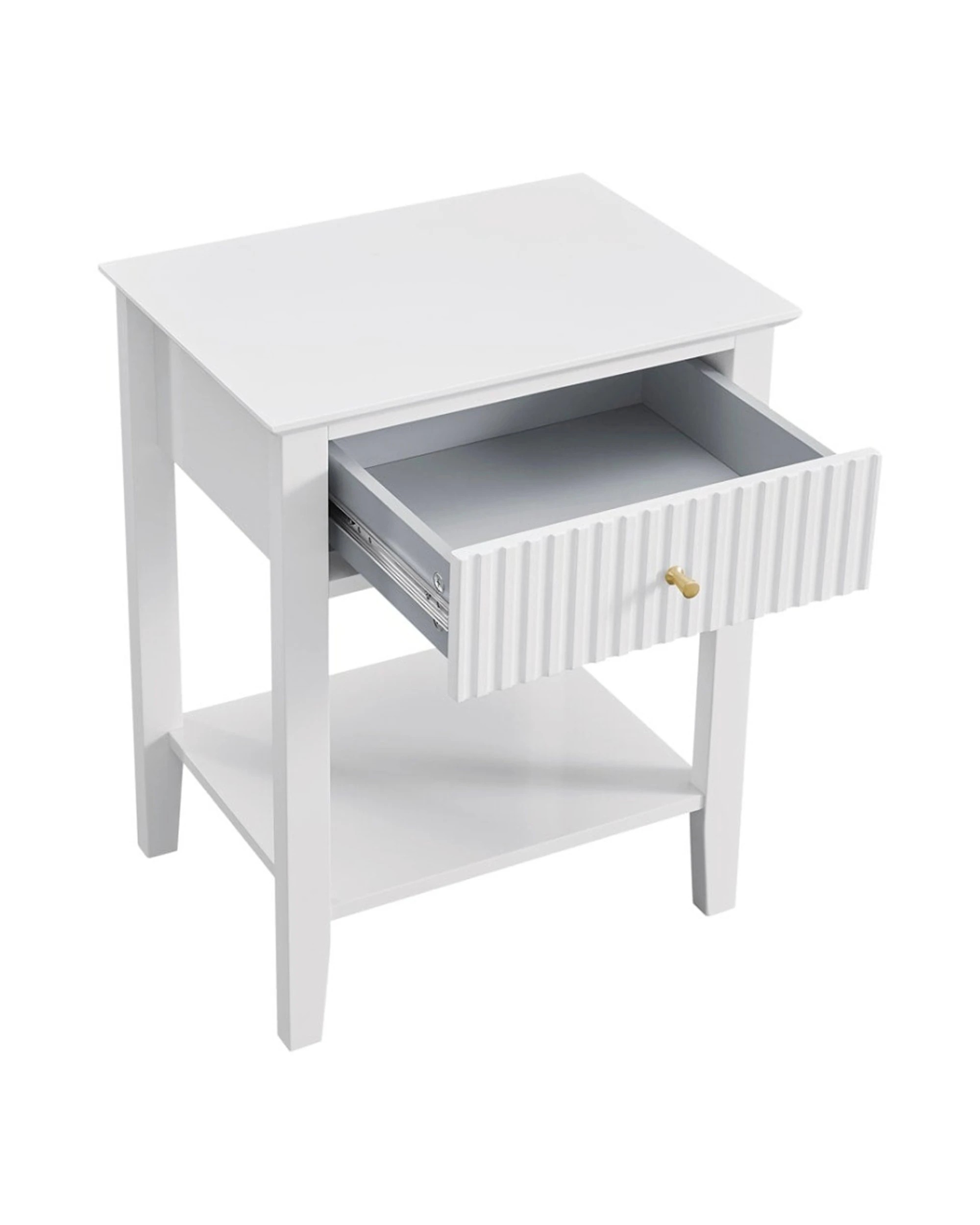 3 Alpine Bay Zara Fluted Bedside Table 1 Drawer - White, 3 of 8