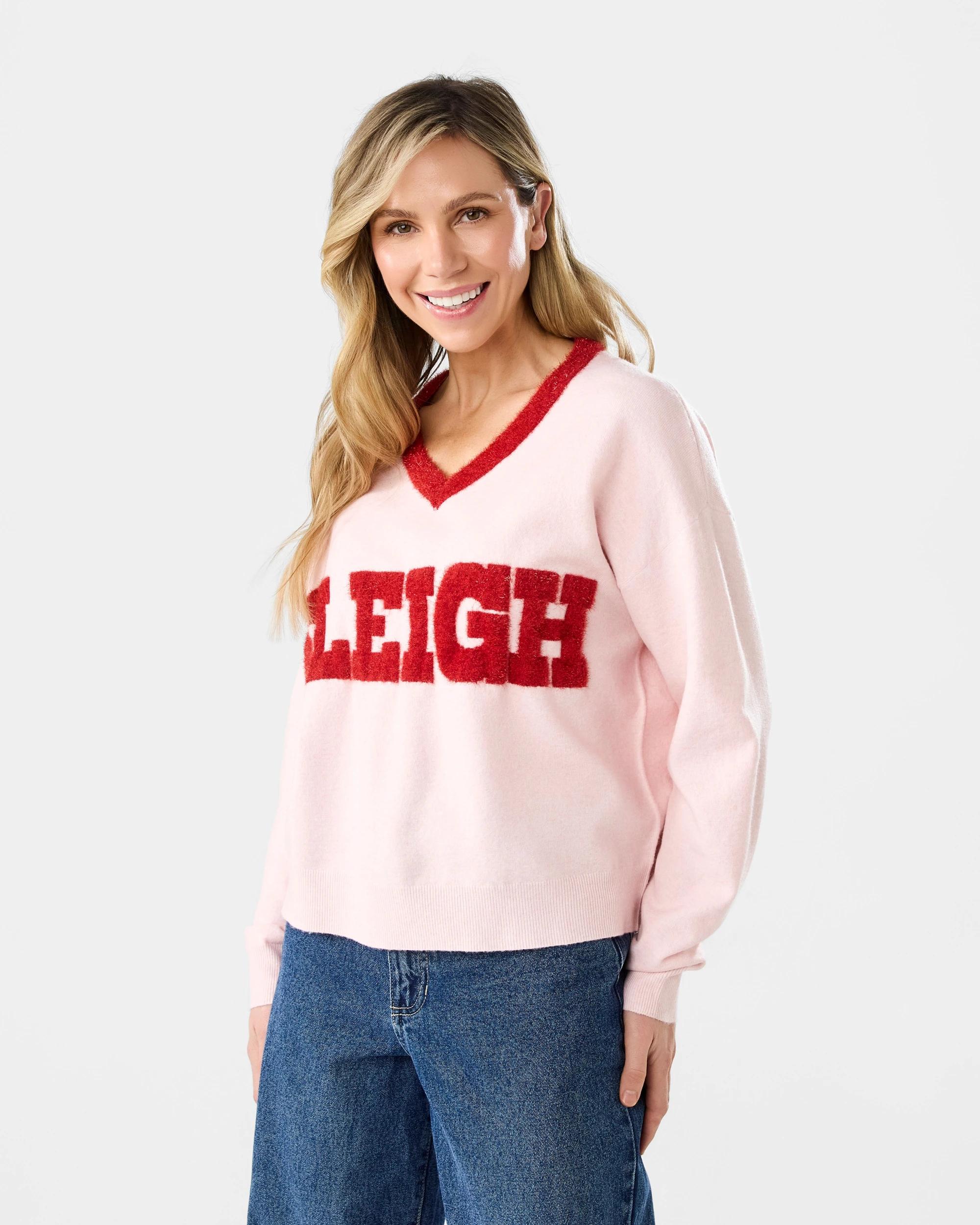 2 V-Neck Christmas Jumper Sleigh, 2 of 6