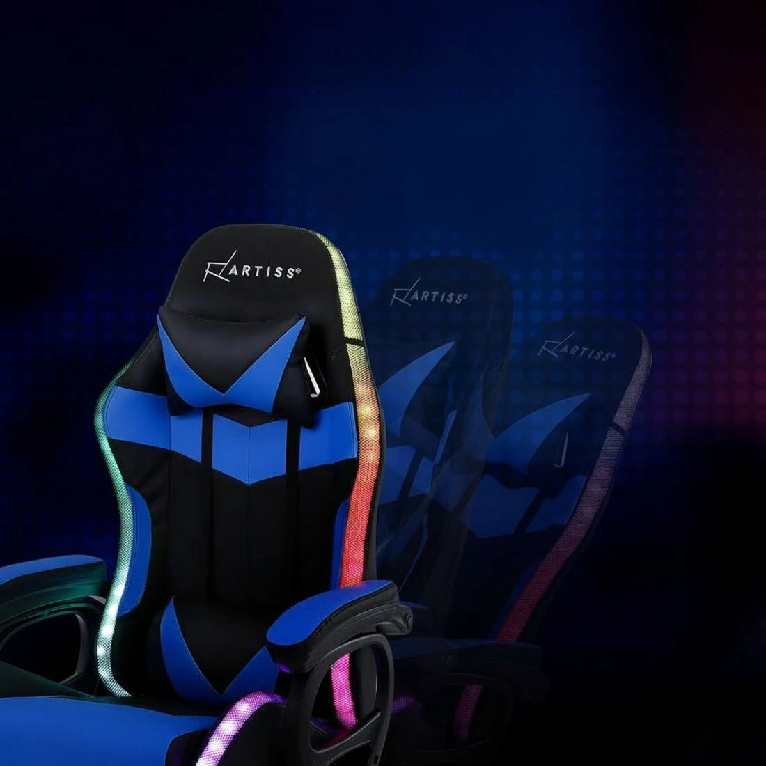 7 Artiss Gaming Office Chair 12 RGB LED Massage Computer Work Seat Footrest - Multi, 7 of 7