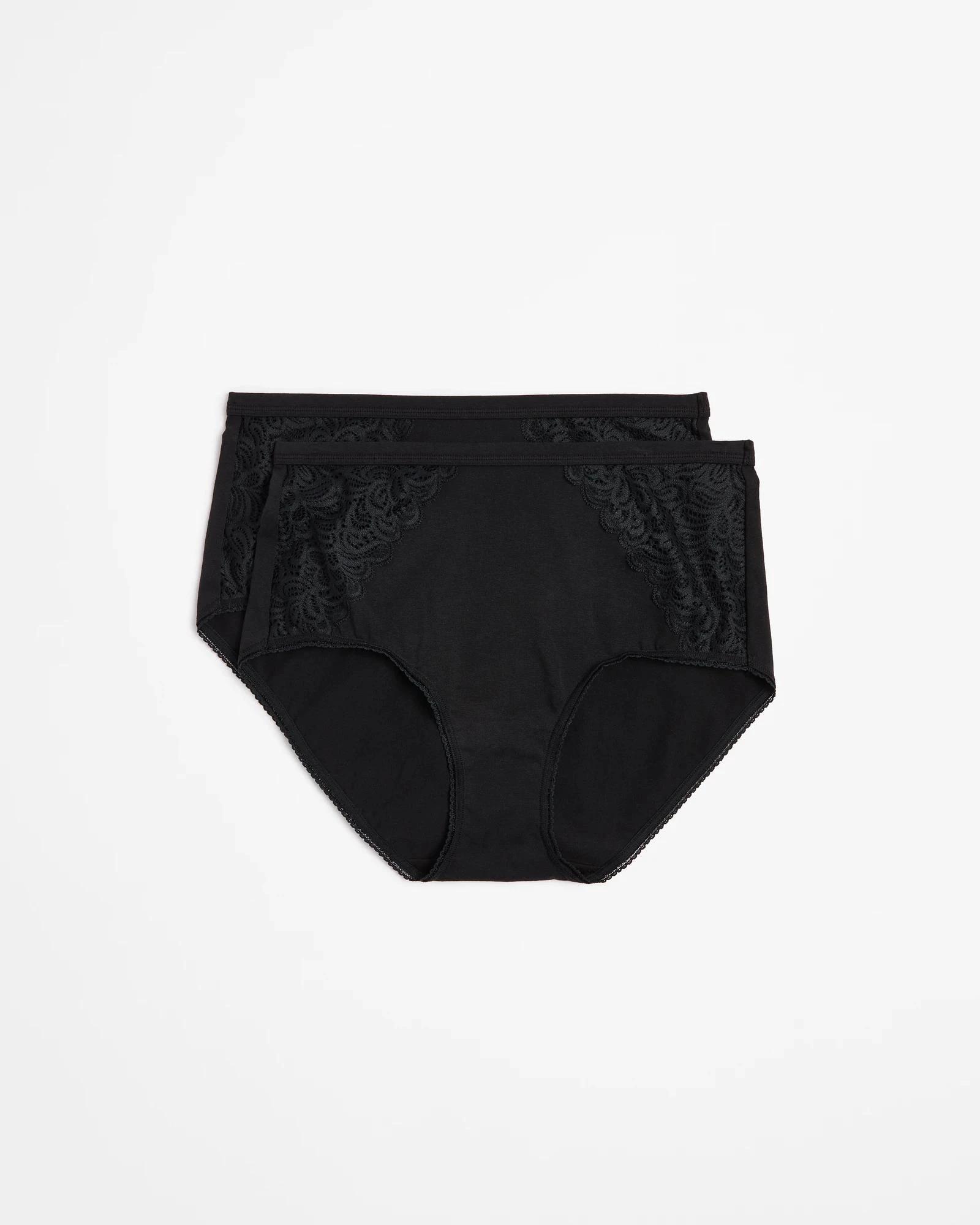 1 Target Woman Australian Cotton Blend Cotton and Lace Full Briefs BLACK, 1 of 4