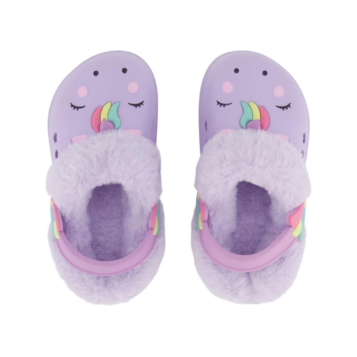 3 Junior Faux Fur Lined Clogs Uni Lilac, 3 of 4