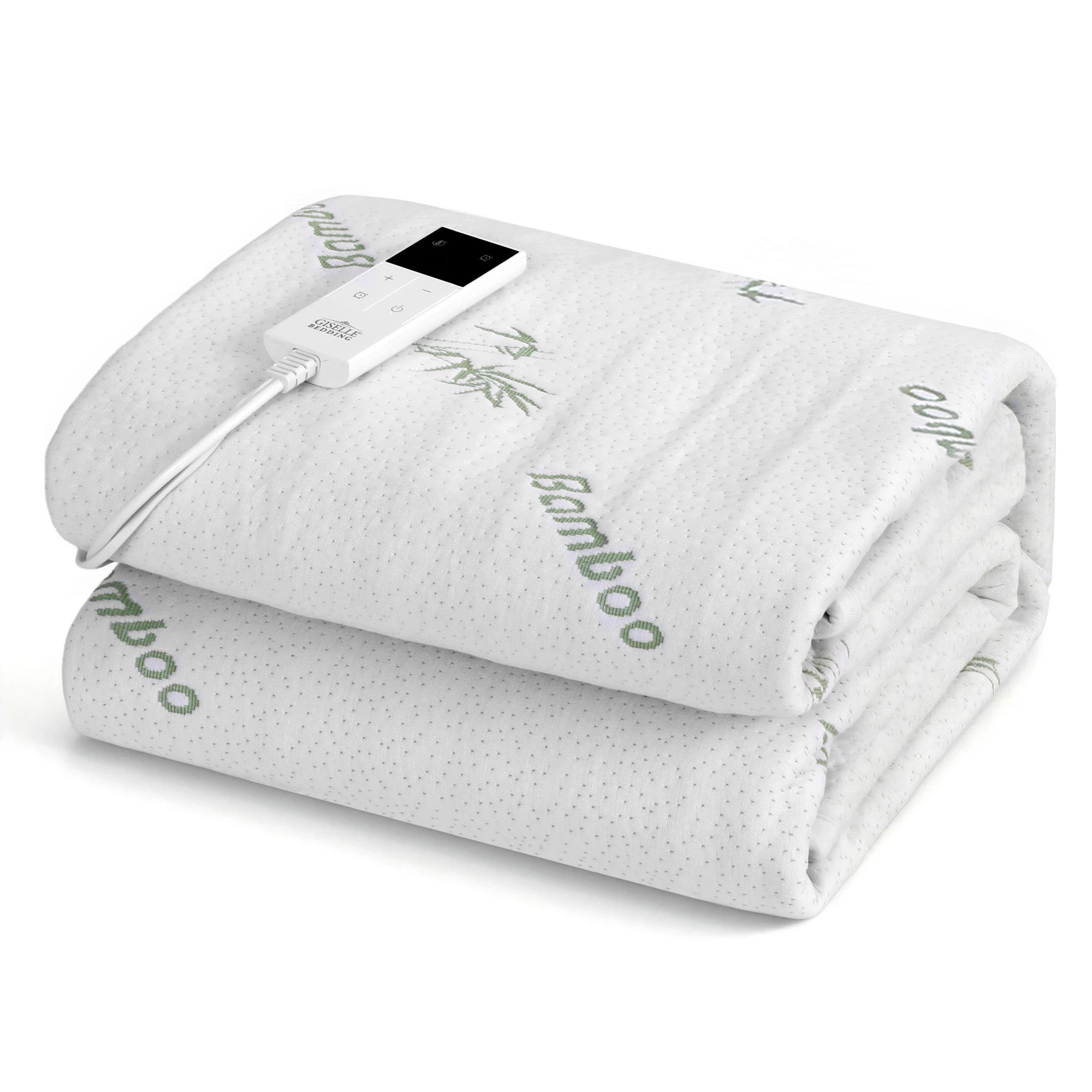 1 Giselle Electric Blanket Bamboo Fabric Single Fitted Heated Pad Underlay - Single Bed - White, 1 of 1