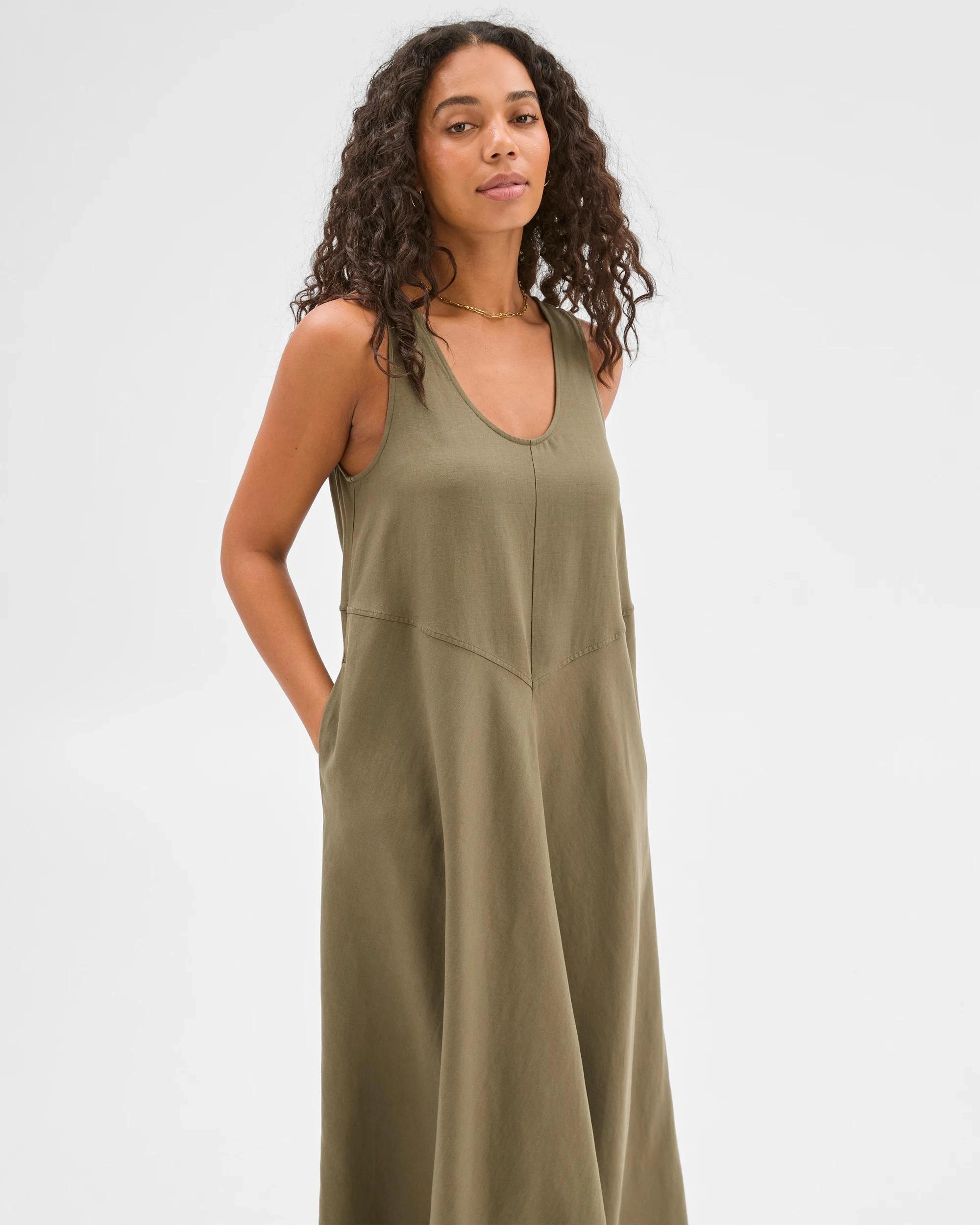 5 Target Seam Detail Midi Dress DUSTY OLIVE, 5 of 5