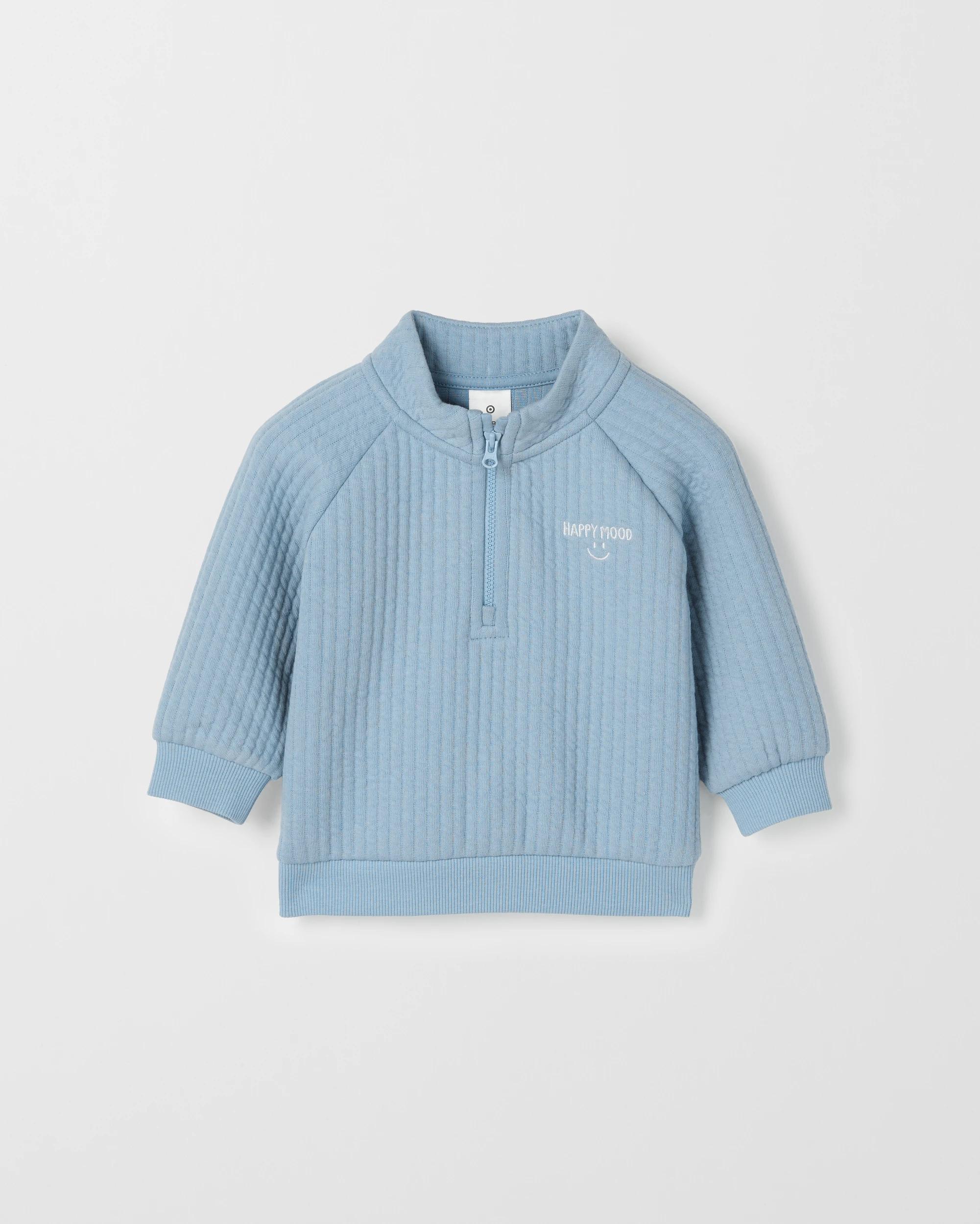 1 Target Baby Baby Organic Cotton Quilted Quarter Zip Pullover Jumper SUBDUED BLUE, 1 of 2