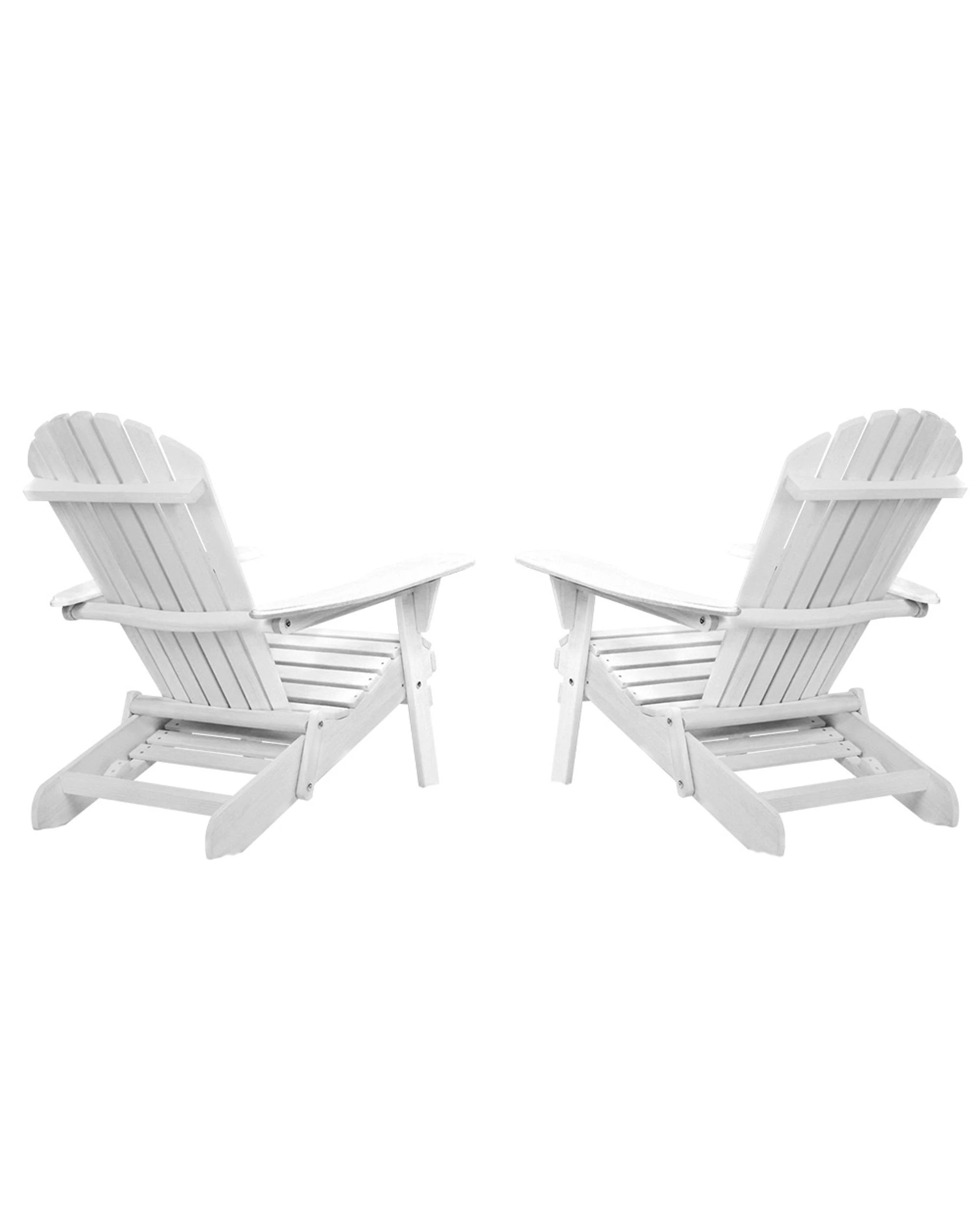 3 Gardeon 2PC Adirondack Outdoor Chairs Wood Foldable Sun Lounge Patio - White, 3 of 5