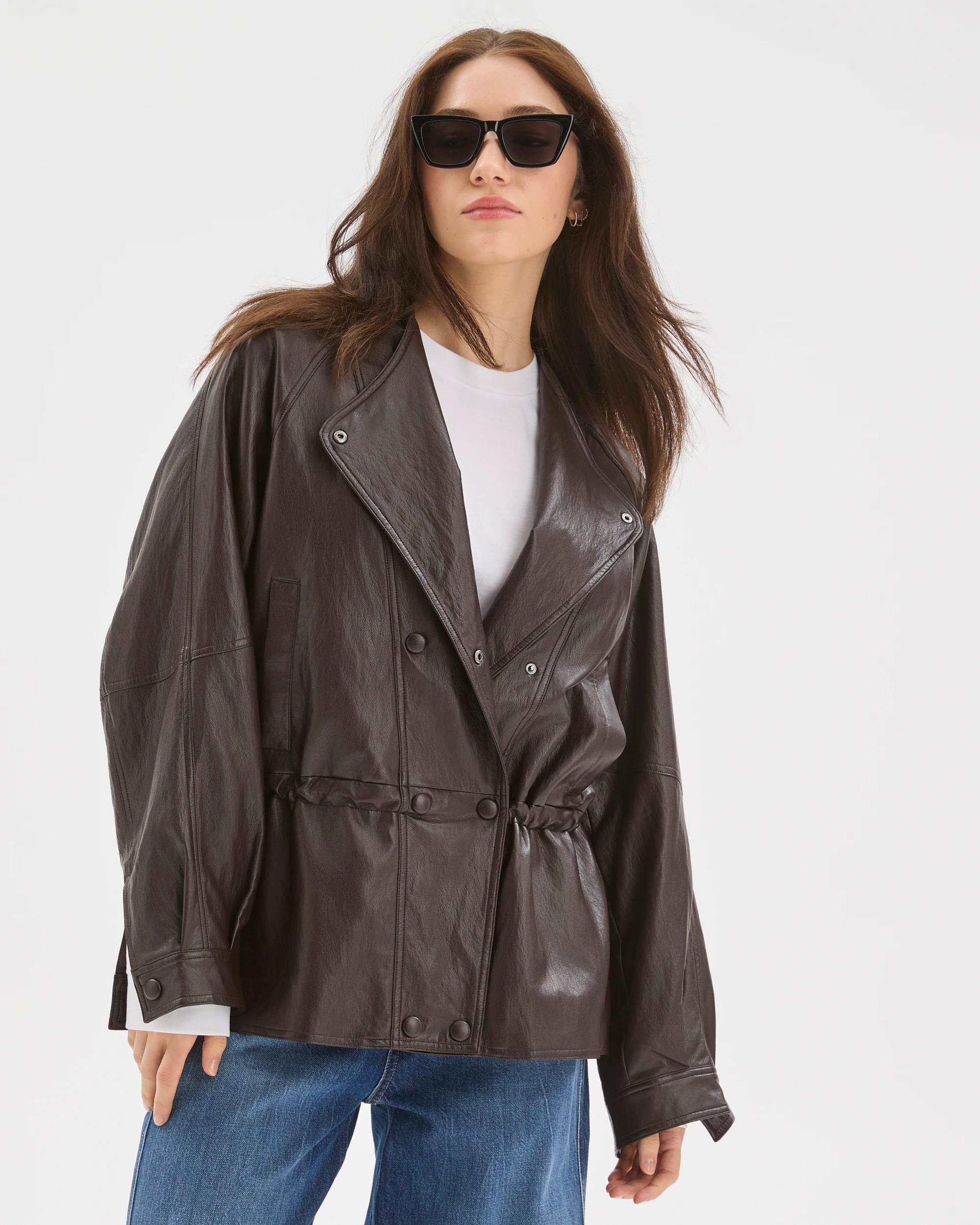 3 Lily Loves PU Aviator Jacket TRUFFLE, 3 of 9
