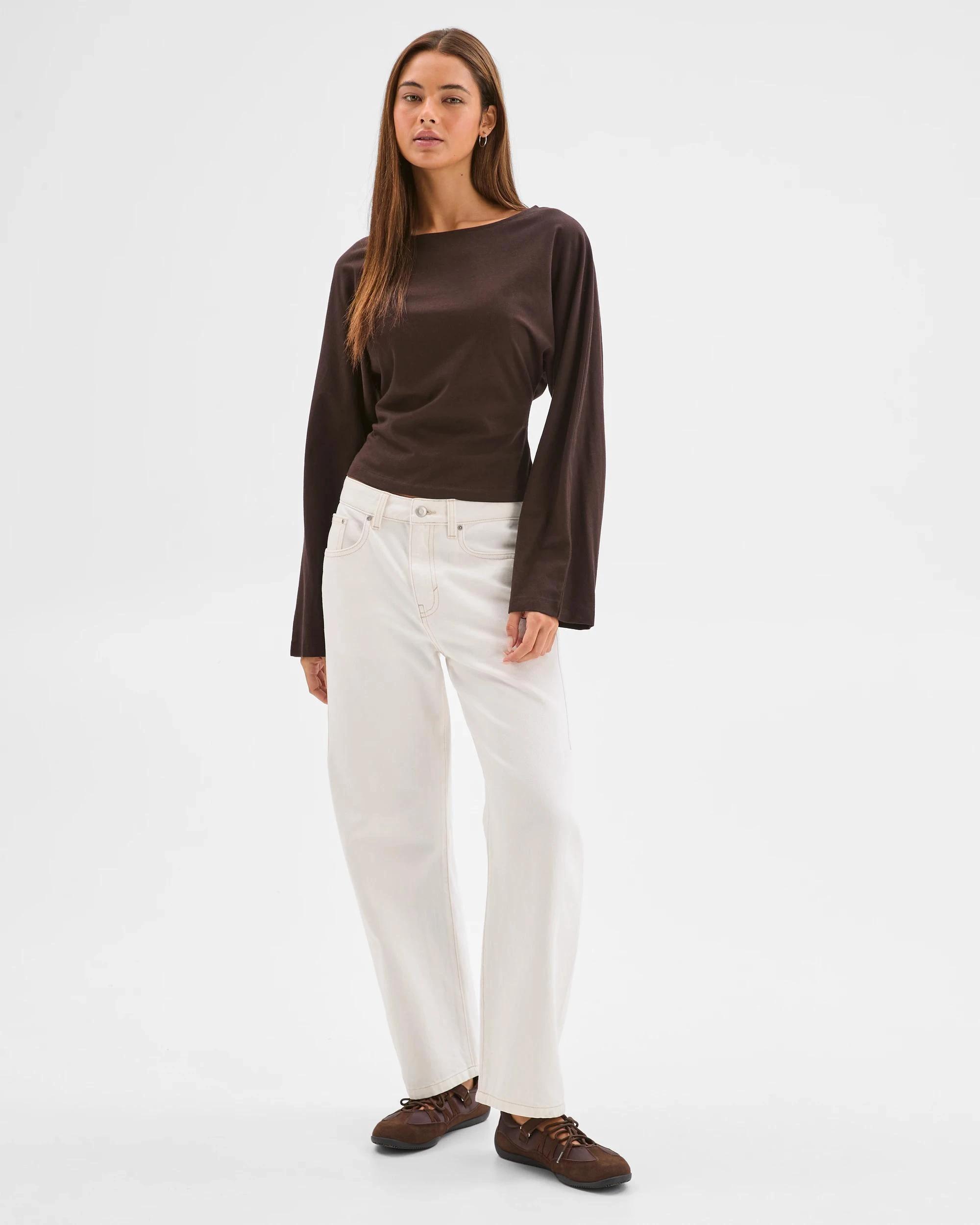 2 Lily Loves Australian Cotton Cinch In Long Sleeve Top TRUFFLE, 2 of 7