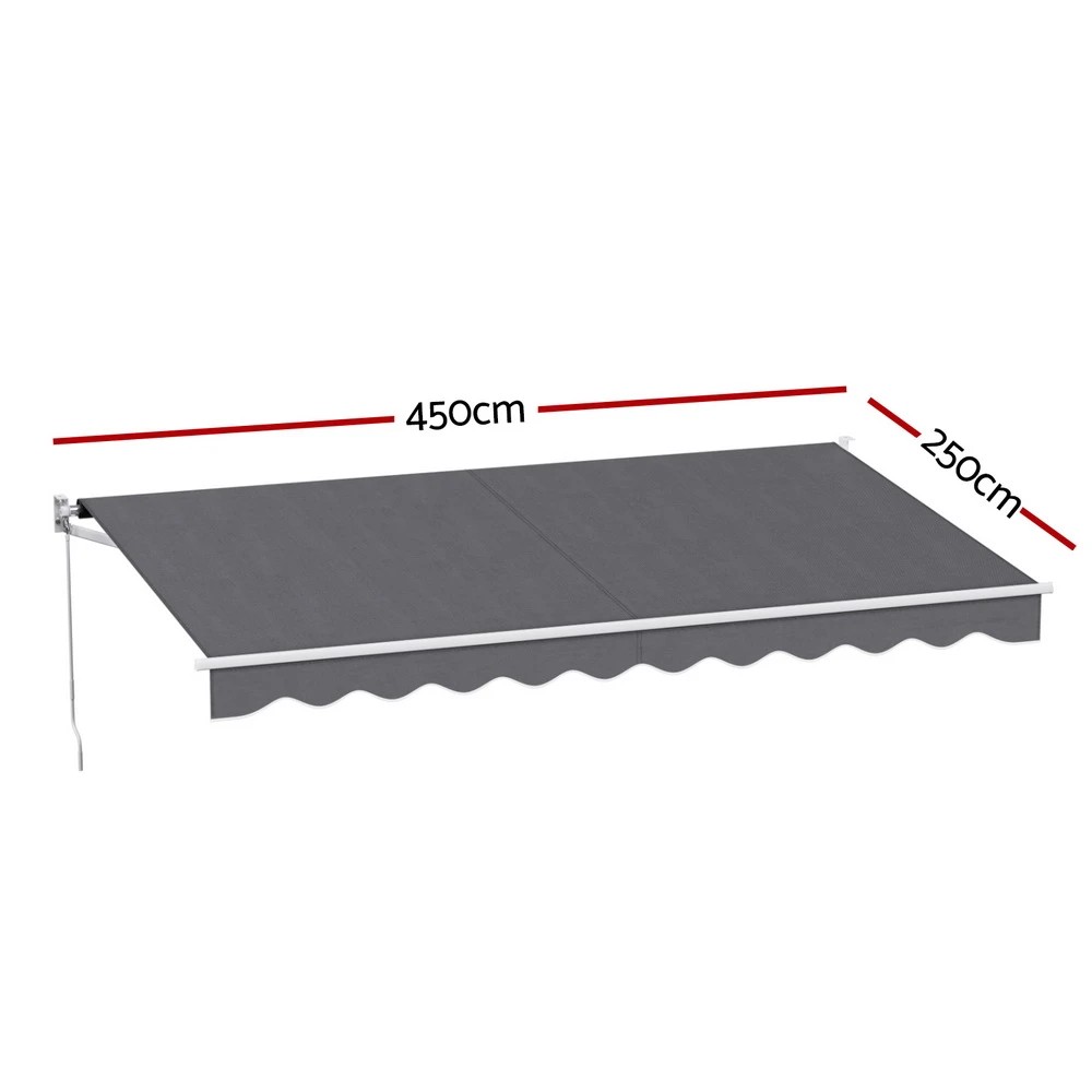 2 Instahut Retractable Folding Arm Awning Motorised Sunshade 4.5Mx2.5M - Grey, 2 of 6
