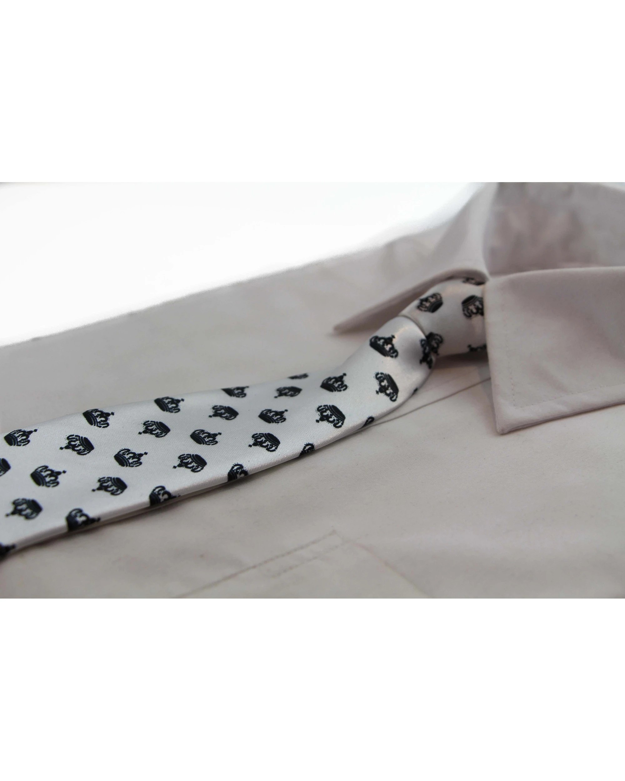 1 Zasel Kids Boys Black & White Patterned Elastic Neck Tie - Crown - Multi, 1 of 2