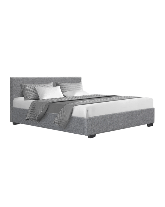 Nino King Single Size Gas Lift Bed Frame Fabric - Grey