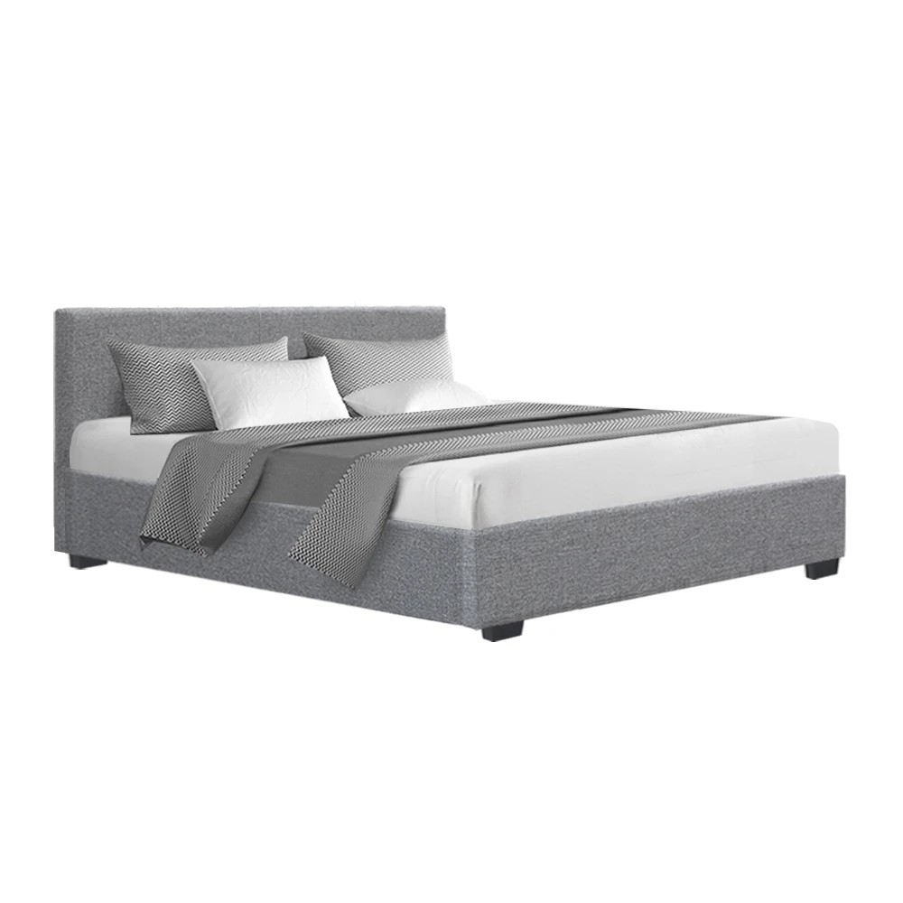 1 Artiss Bed Frame Queen Size Gas Lift  NINO - Grey, 1 of 10