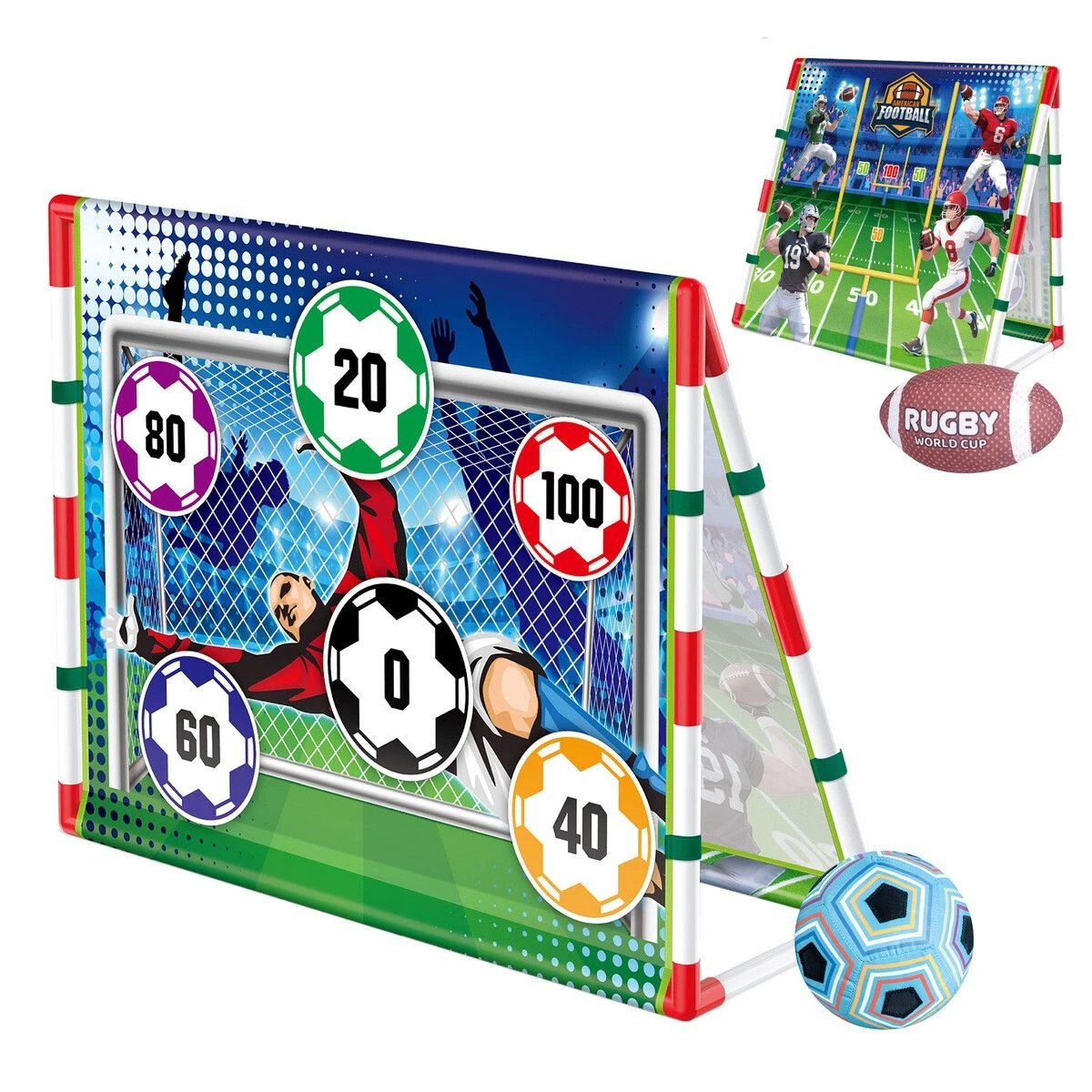 1 Ausway Kids Soccer Goal Net Target Game Childrens Football Pitching Practice, 1 of 7