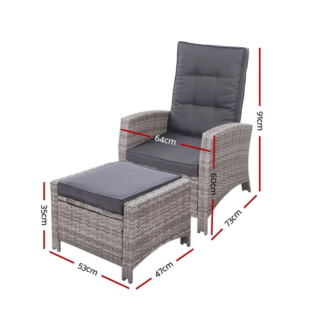 1 Gardeon 2PC Recliner Chairs - Grey, 1 of 6