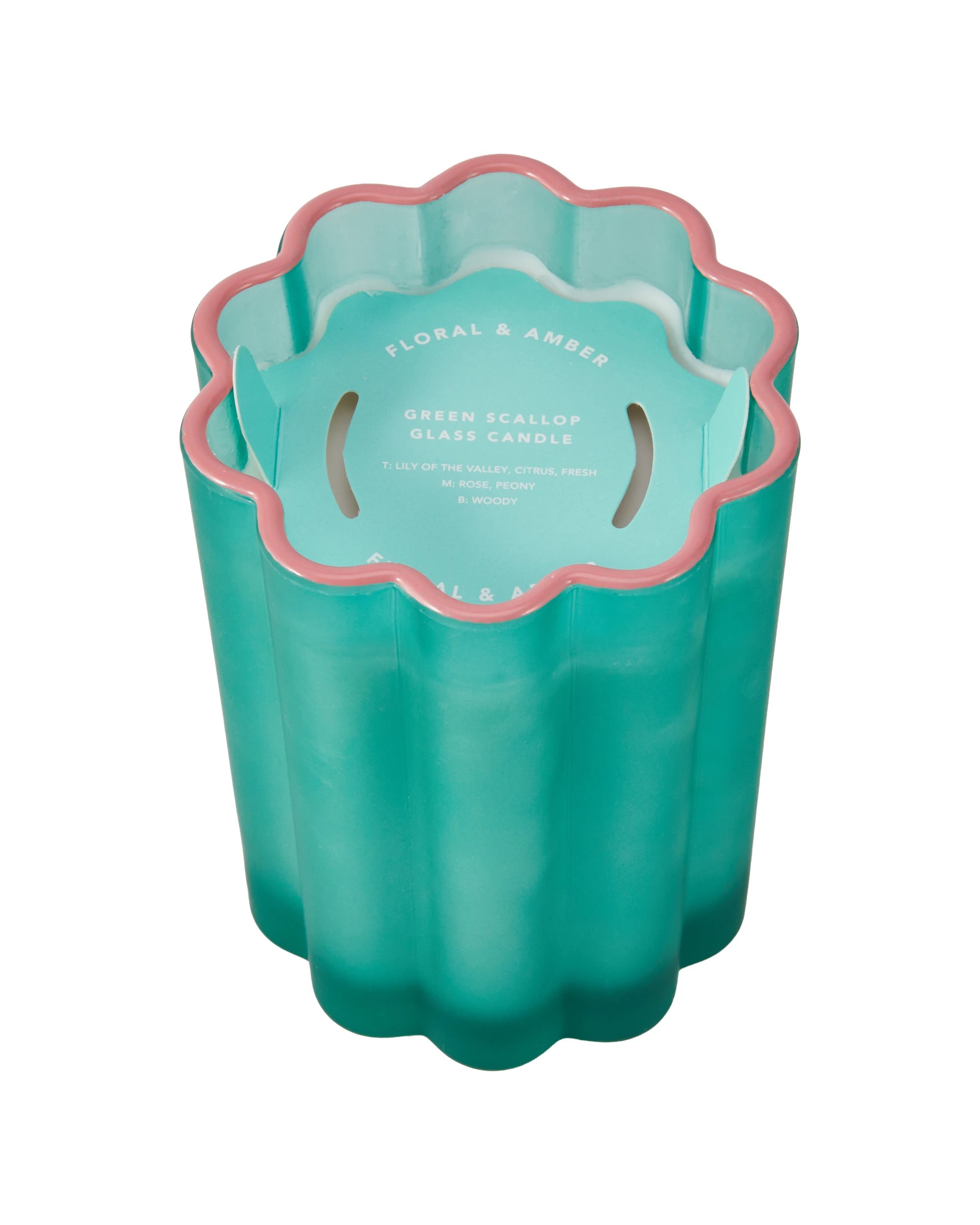 4 Scallop Glass Candle - Green, 4 of 5