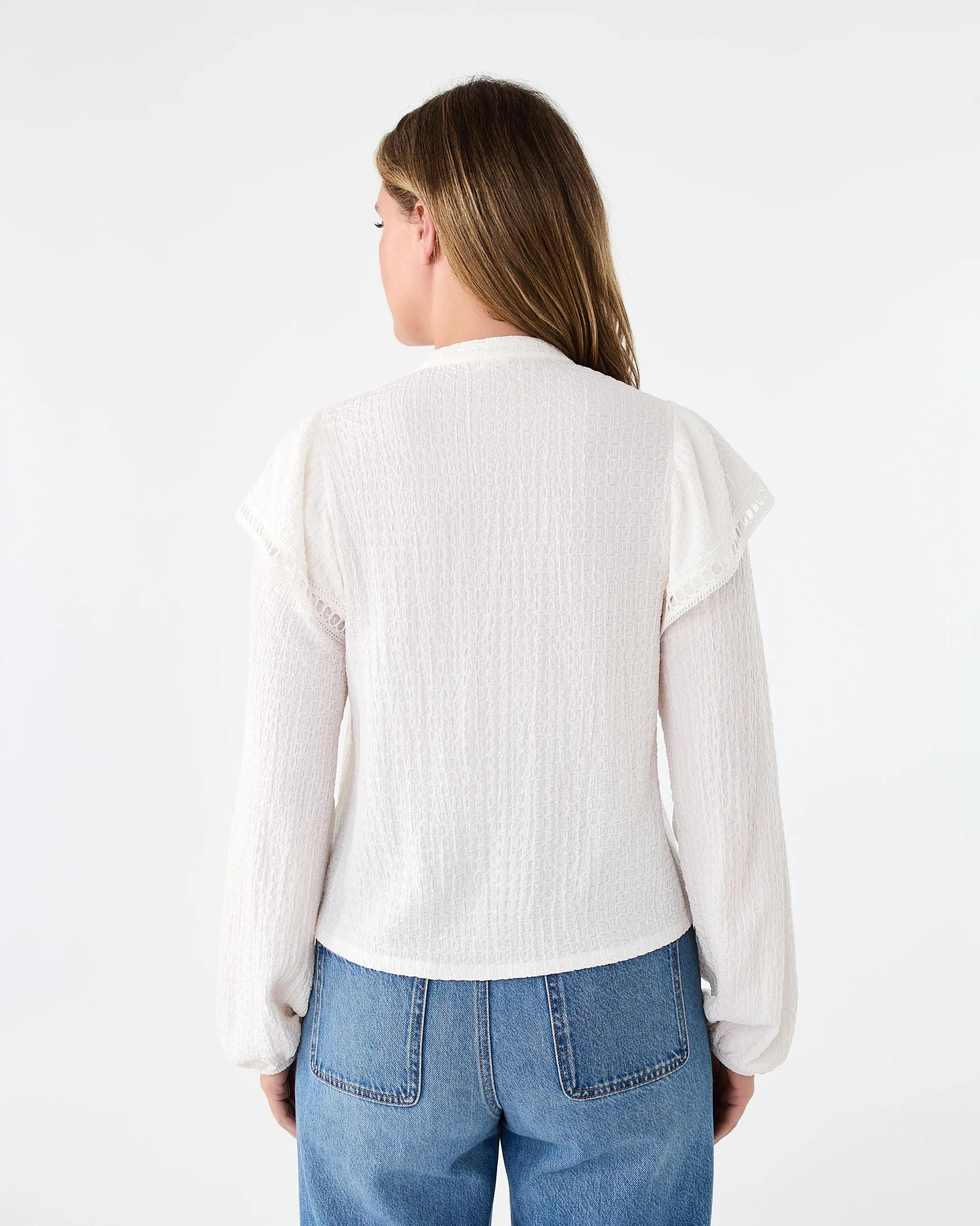 3 Long Sleeve Ruffle Detail Top Cld White, 3 of 8