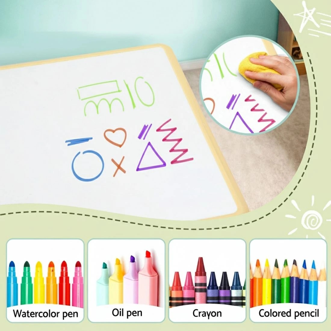 4 1 Keezi Kids Table and 4 Chairs Set Graffiti - Multi, 4 of 5