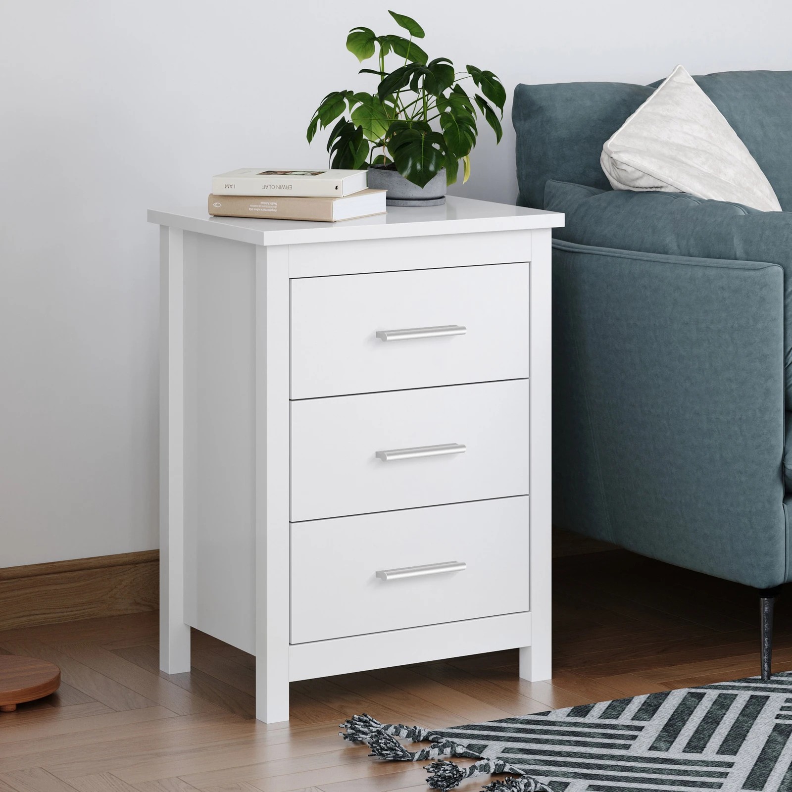 5 Alfordson 2x Bedside Table Hamo Nightstand Storage Side End 3 Drawers - White, 5 of 10
