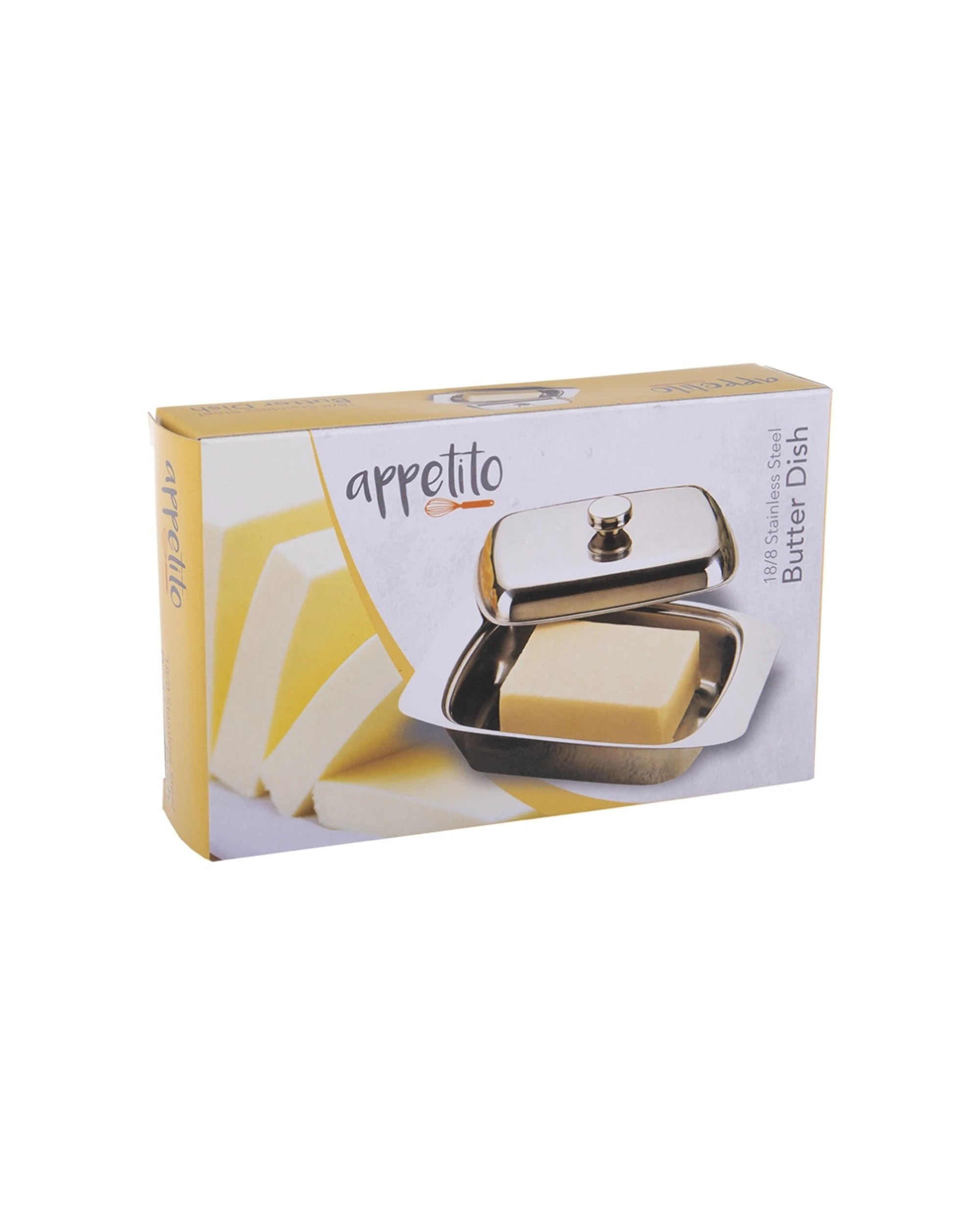 1 Appetito Stainless Steel Butter Dish With Cover Polished Finish 19x12x4cm - Silver, 1 of 3