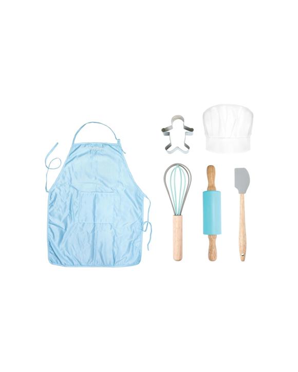 Avanti 6pc Yumyum Kids Chef Baking Set With Hat Apron And Silicone Utensils - Blue