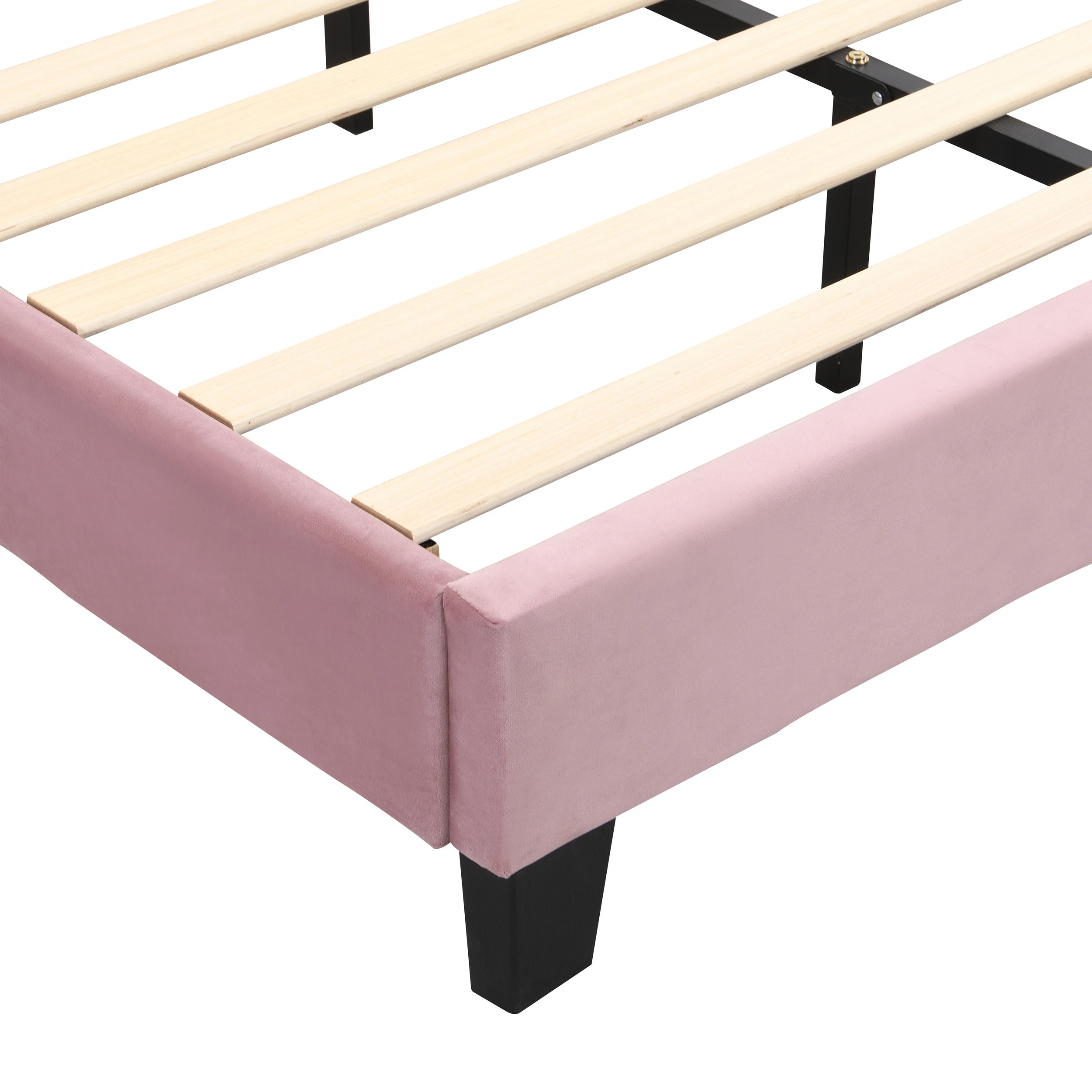 8 IHOMDEC BEF02 Double Velvet Button Tufted Bed Frame - Pink - Pink, 8 of 10