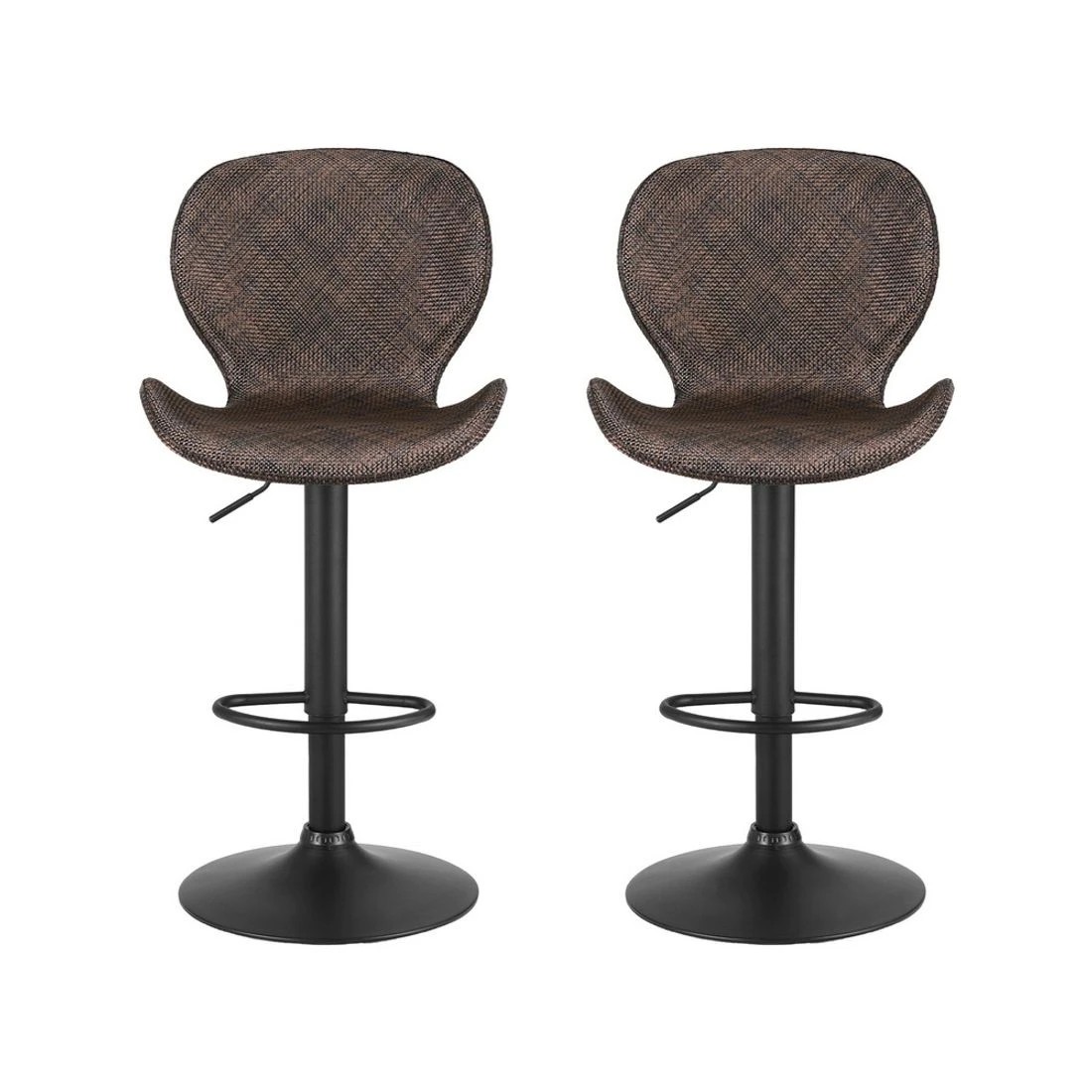 3 Artiss 2x Bar Stools Kitchen Swivel Gas Lift Counter Chair Wing PE Rattan - Brown, 3 of 6