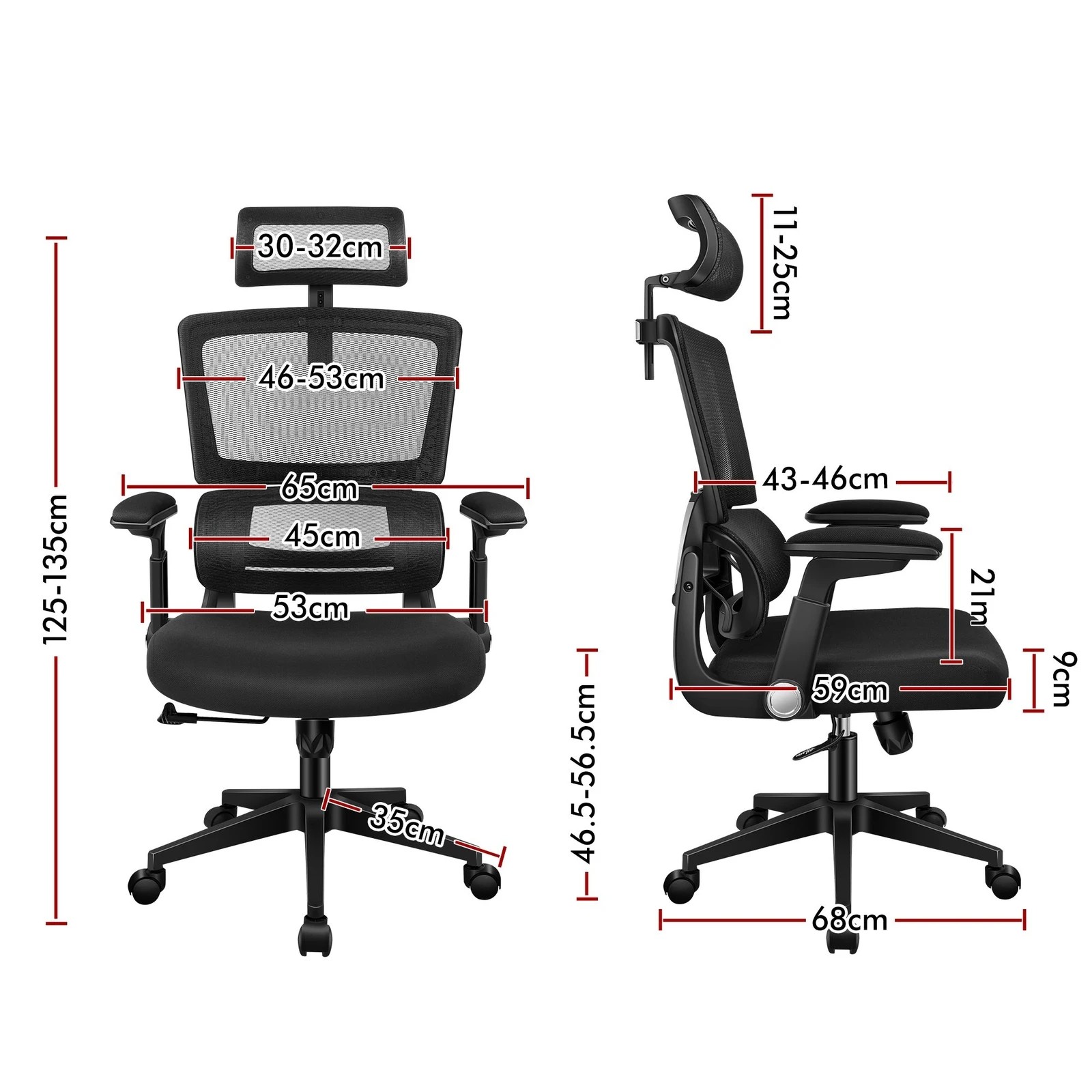 8 Alfordson Mesh Office Chair Executive Computer Chairs Study Work Gaming Seat - Black, 8 of 10
