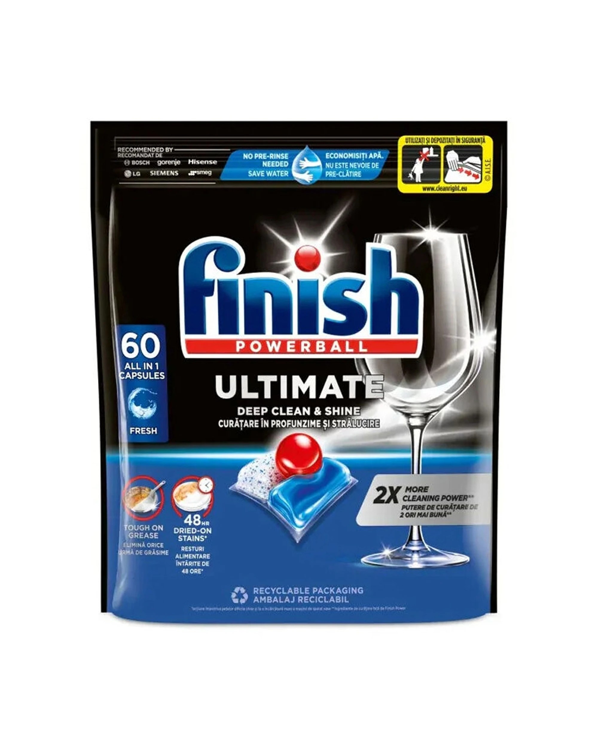 1 Finish Powerball Ultimate Dishwasher Tablets 60pc Fresh Scent Eco Friendly, 1 of 3