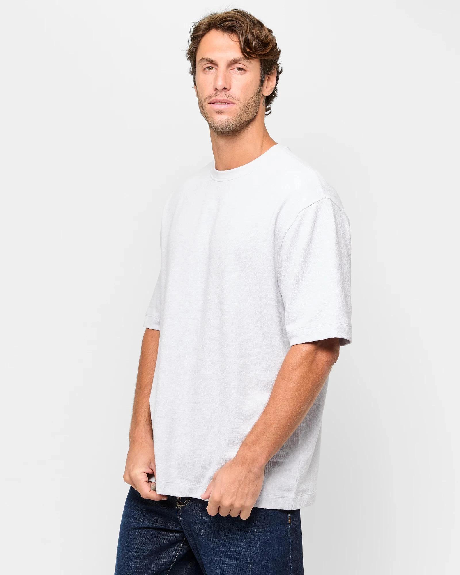 3 Target Australian Cotton Blend Relaxed Textured T-Shirt LIGHT BLUE, 3 of 5