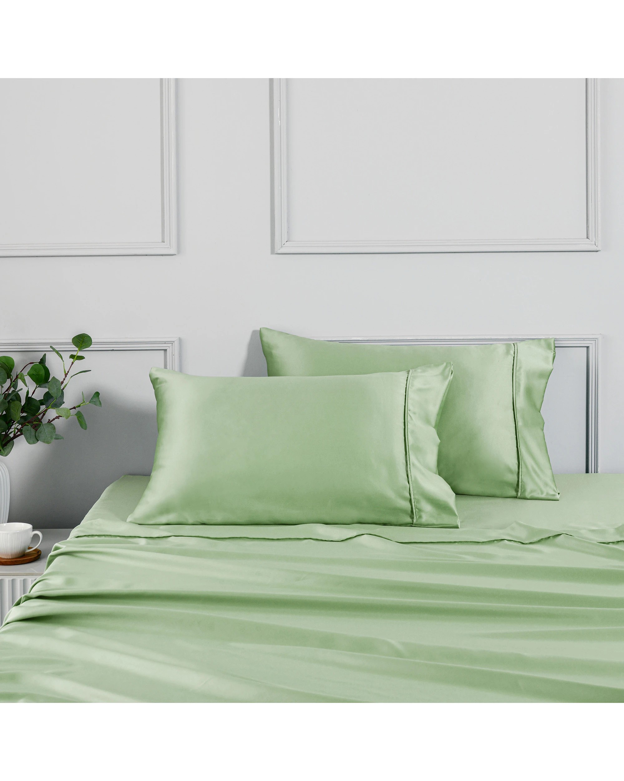 1 Dreamaker Matte Satin Standard Pillowcase Twin Pack - Sage, 1 of 5