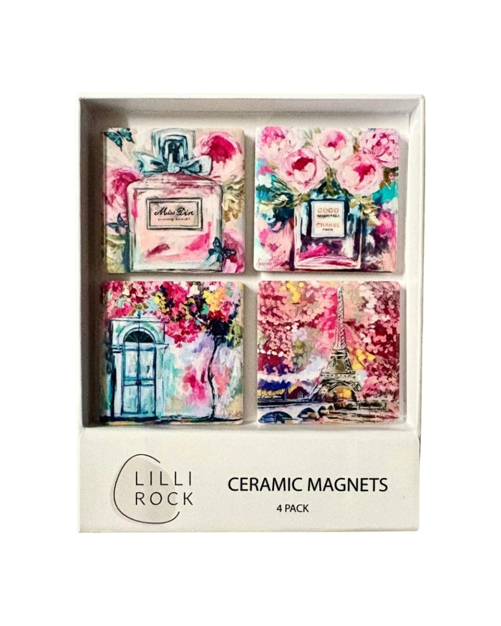 1 Lilli Rock 4pc Touch Of Paris Ceramic Decorative Magnet Pack 16.5x13cm - Multi, 1 of 1