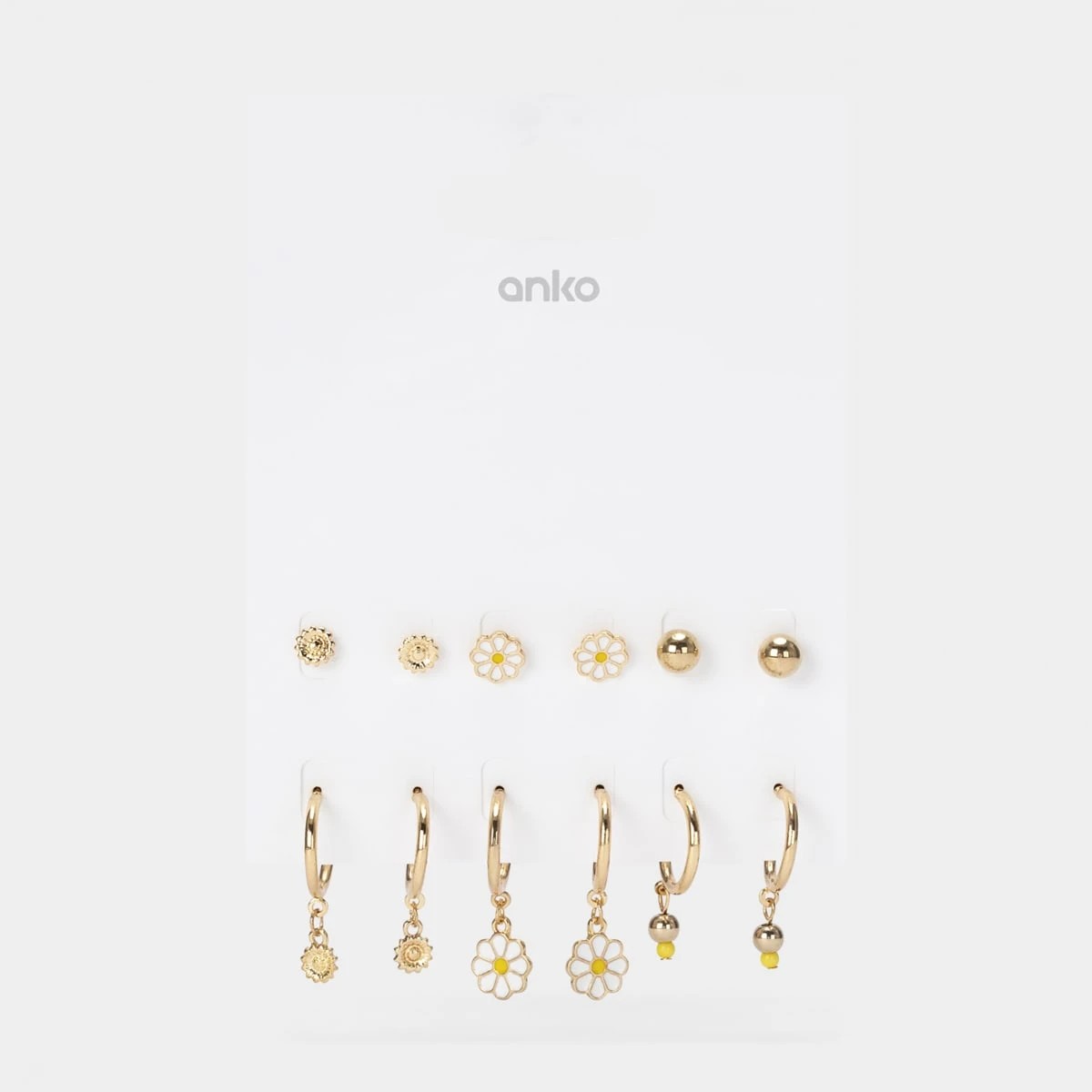 5 6 Pack Hoop and Stud Earrings - Gold Tone, 5 of 5