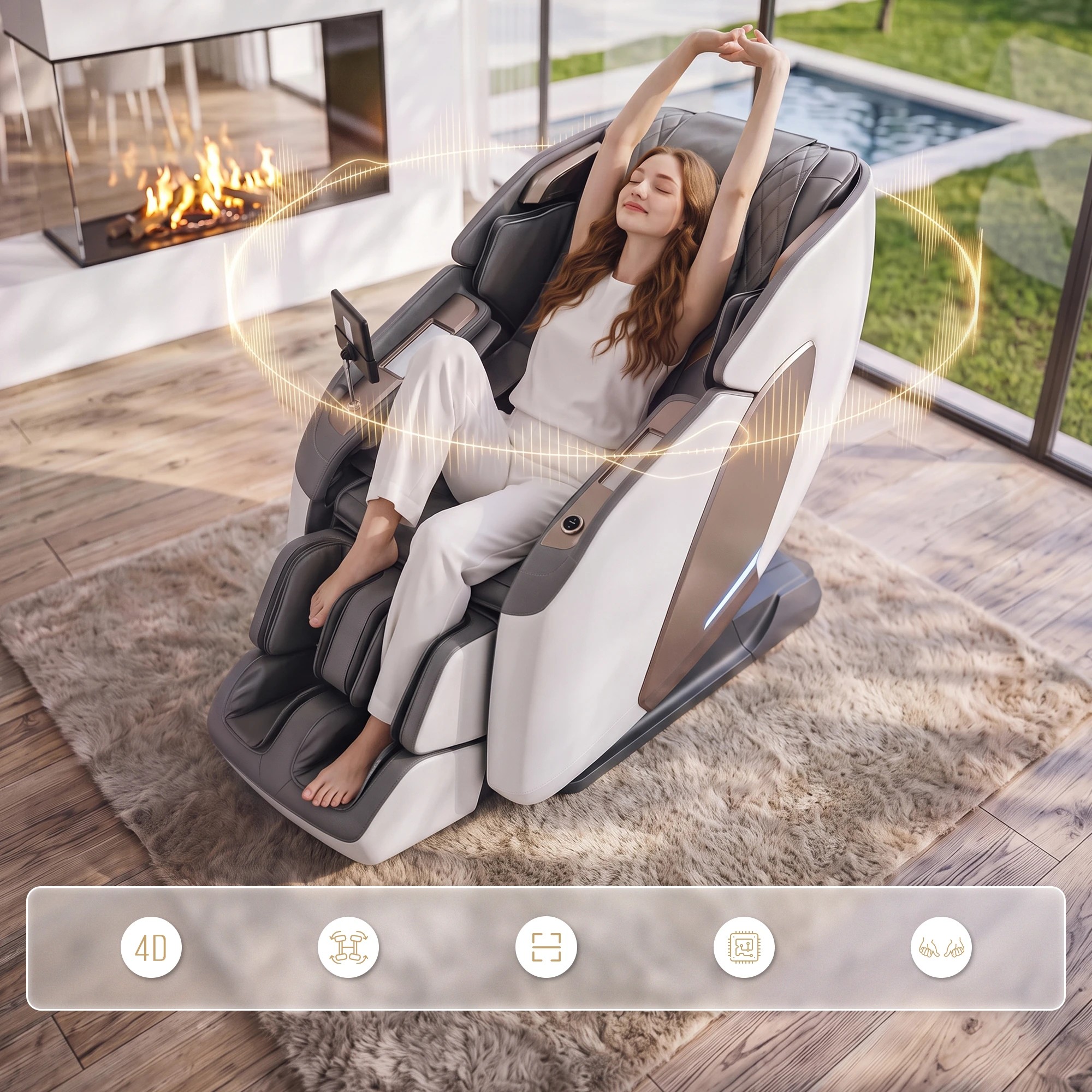 5 Livemor Prestige 4D Massage Chair Dual Mechanism Full Body SL-Track Zero Gravity Recliner Body Scan - Multi, 5 of 10