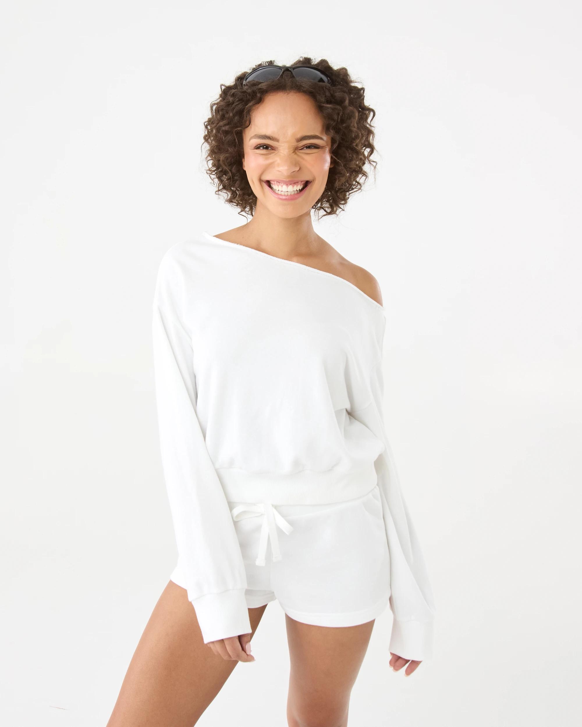 1 Off The Shoulder Sweatshirt Snw White, 1 of 8