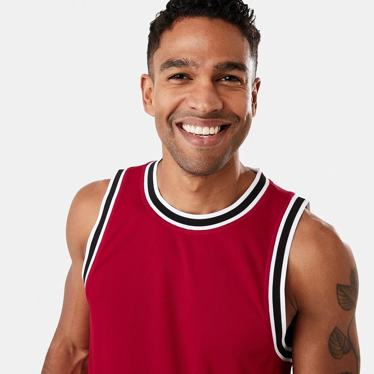 4 Active Mens Basketball Tank NEON RED, 4 of 6