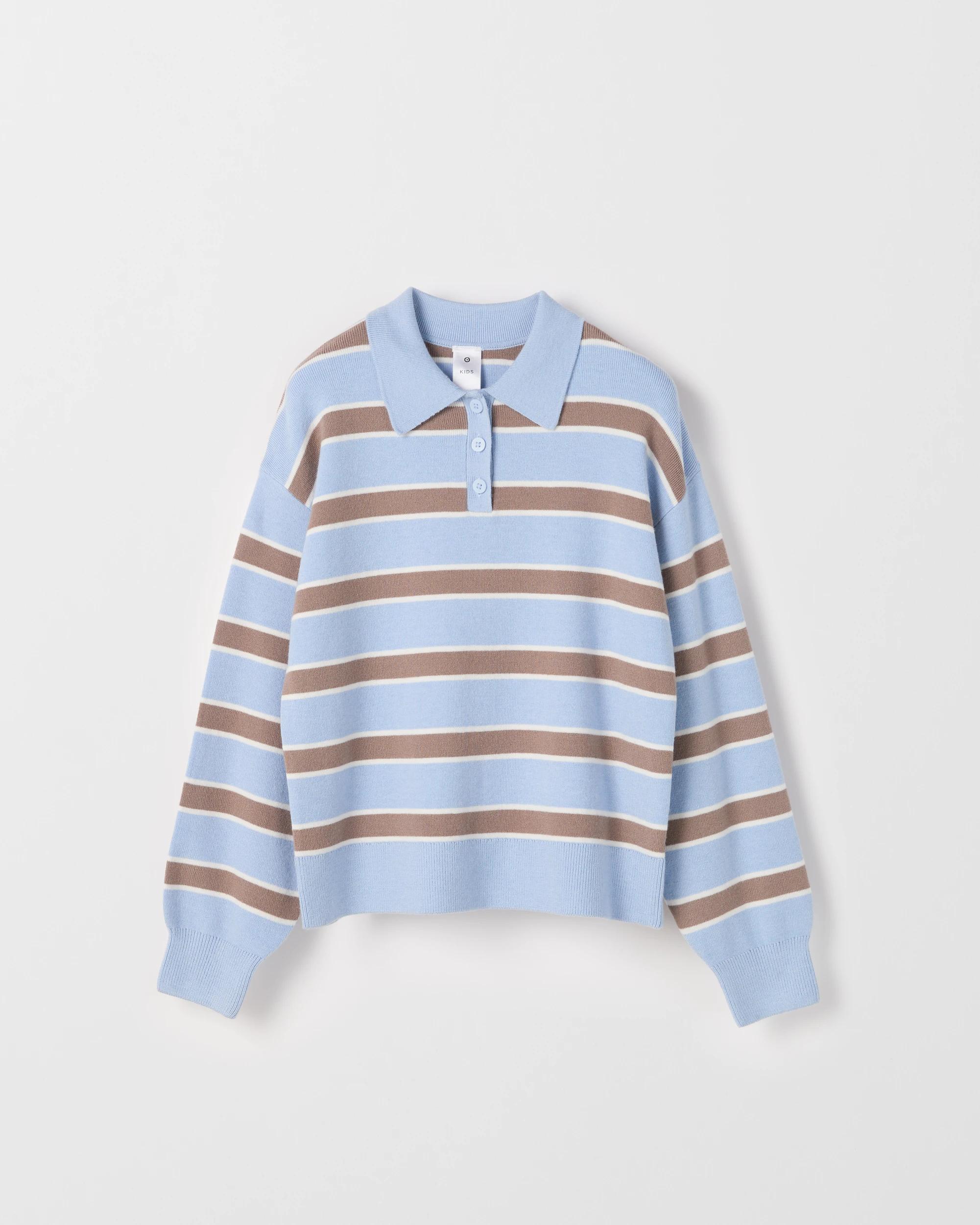 5 Target Kids Long Sleeve Loose Knit Rugby Jumper BLUE CREA STRIPE, 5 of 6