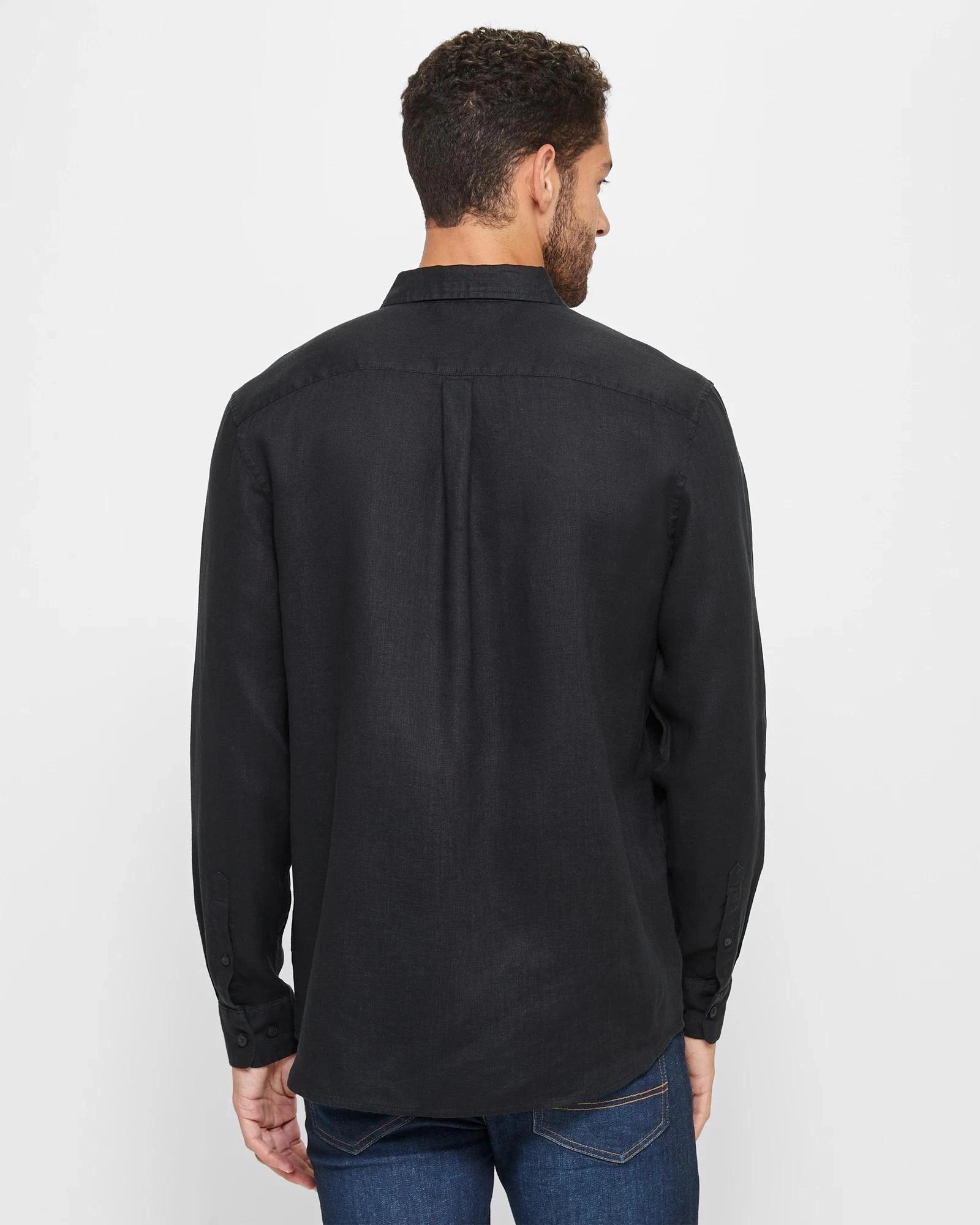 4 Target European Linen Long Sleeve Shirt BLACK, 4 of 5